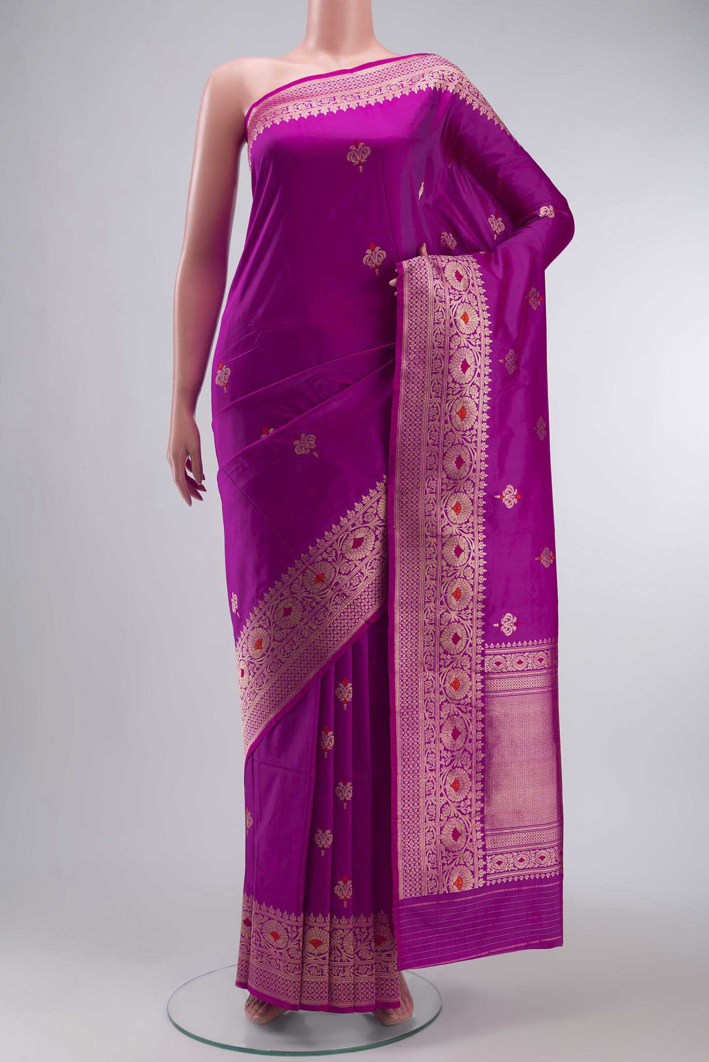 Light Magenta Banarasi Katan Silk Saree