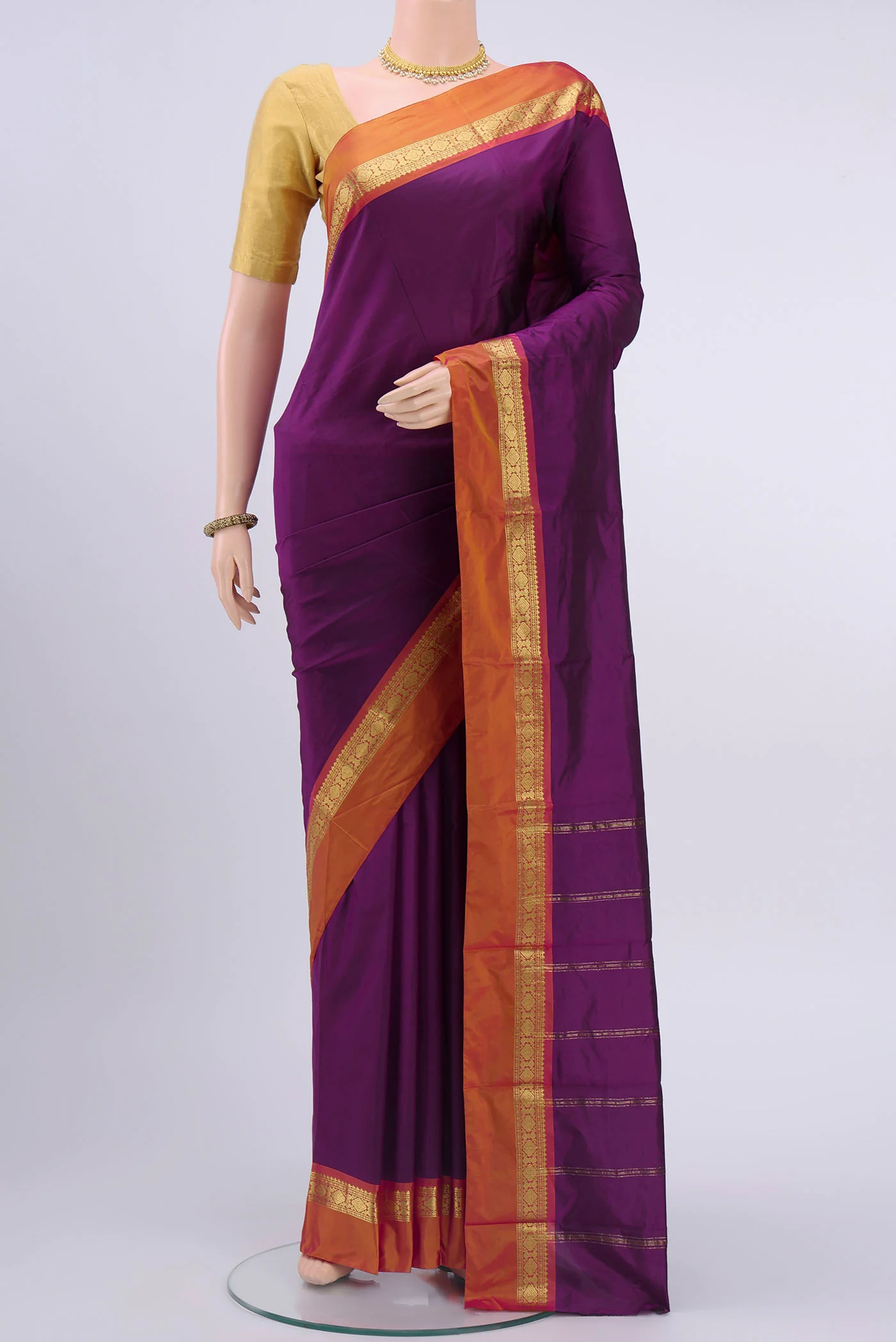 Light Magenta Blended Bangalore Silk Saree