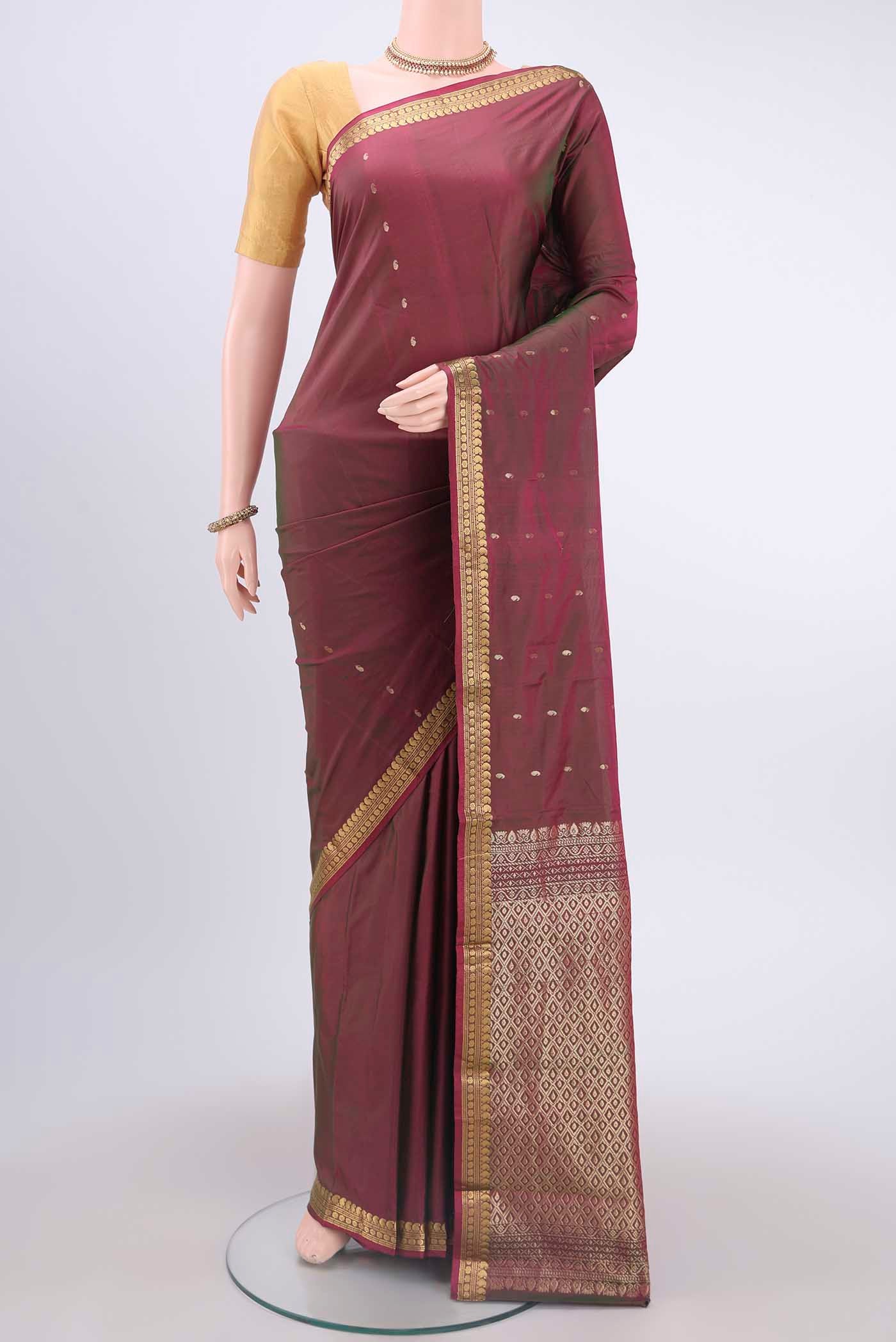 Light Magenta Dual Tone Blended Bangalore Silk Saree