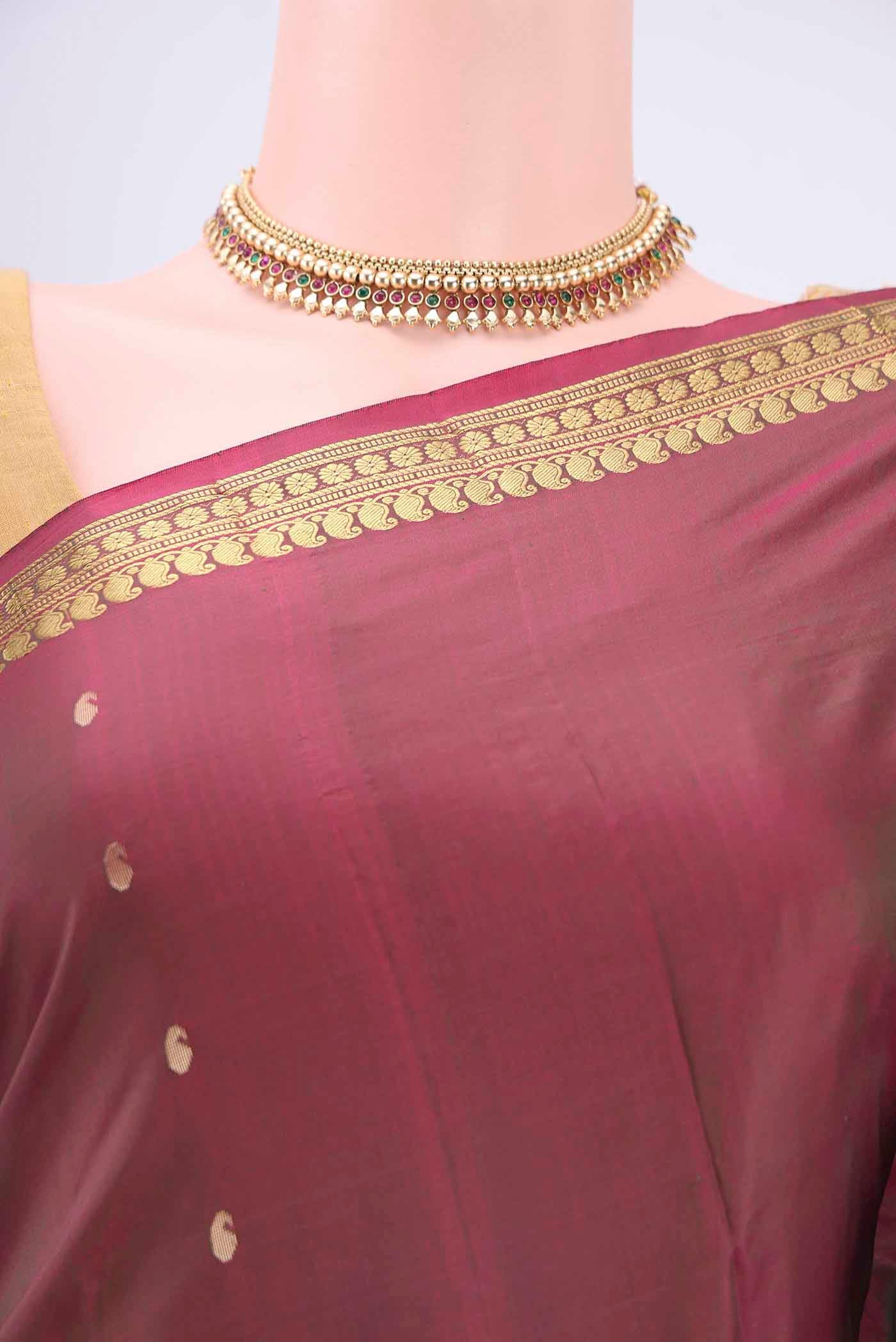 Light Magenta Dual Tone Blended Bangalore Silk Saree - Image 2