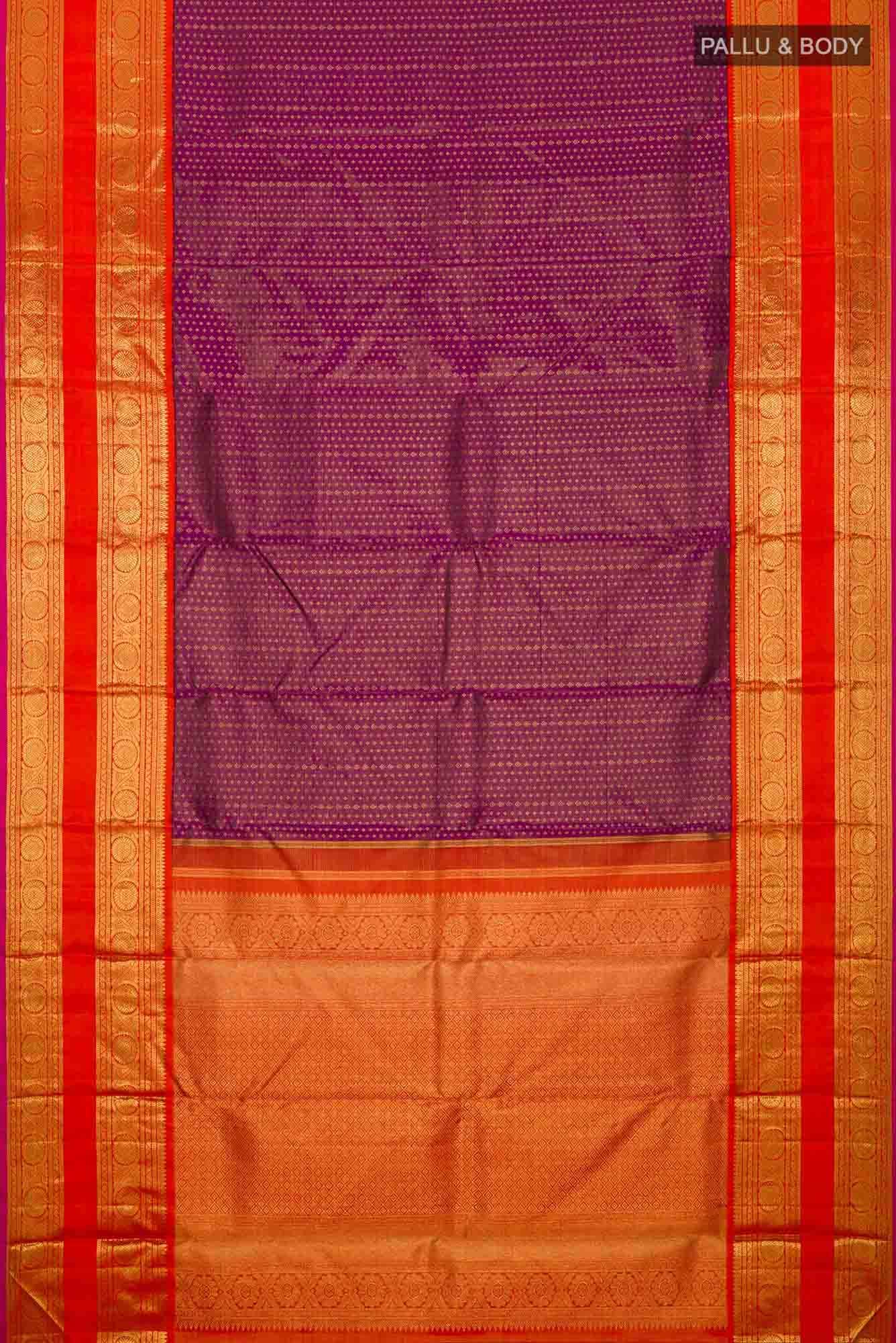 Pure Silk Pure Zari Light Magenta Dual Tone Kanjivaram Saree - Image 4