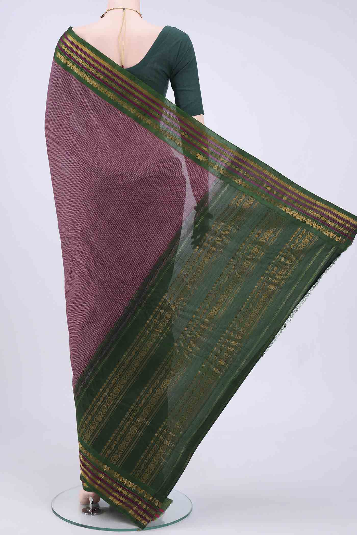 Purple Gadwal cotton Saree - Image 3