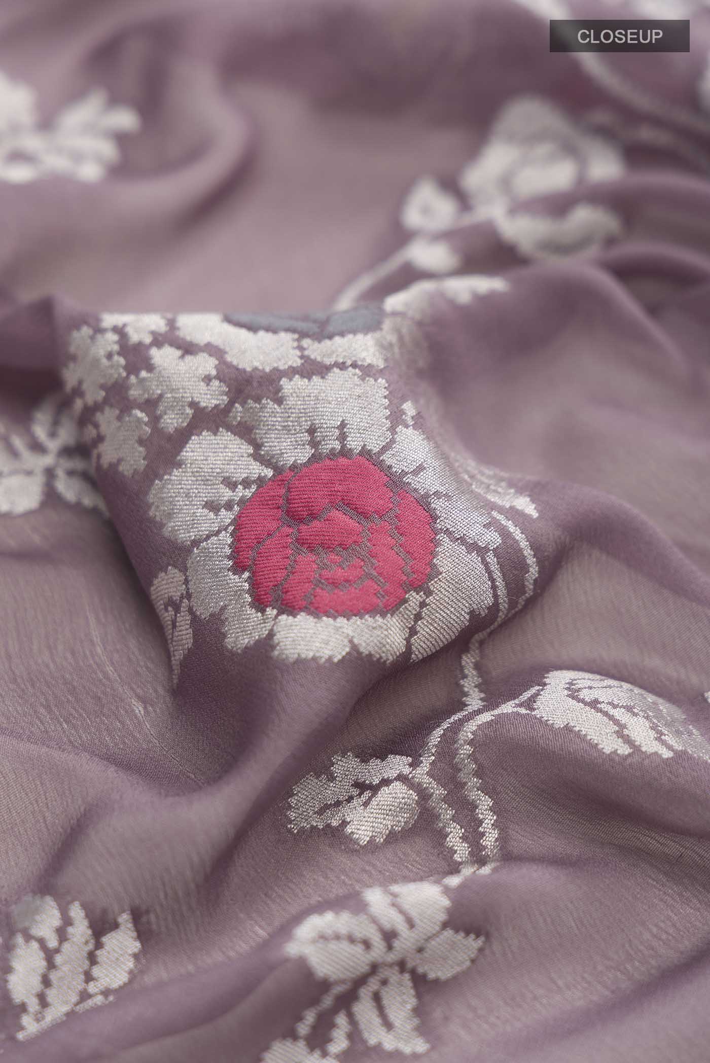 Lilac Banarasi Georgette Saree - Image 2
