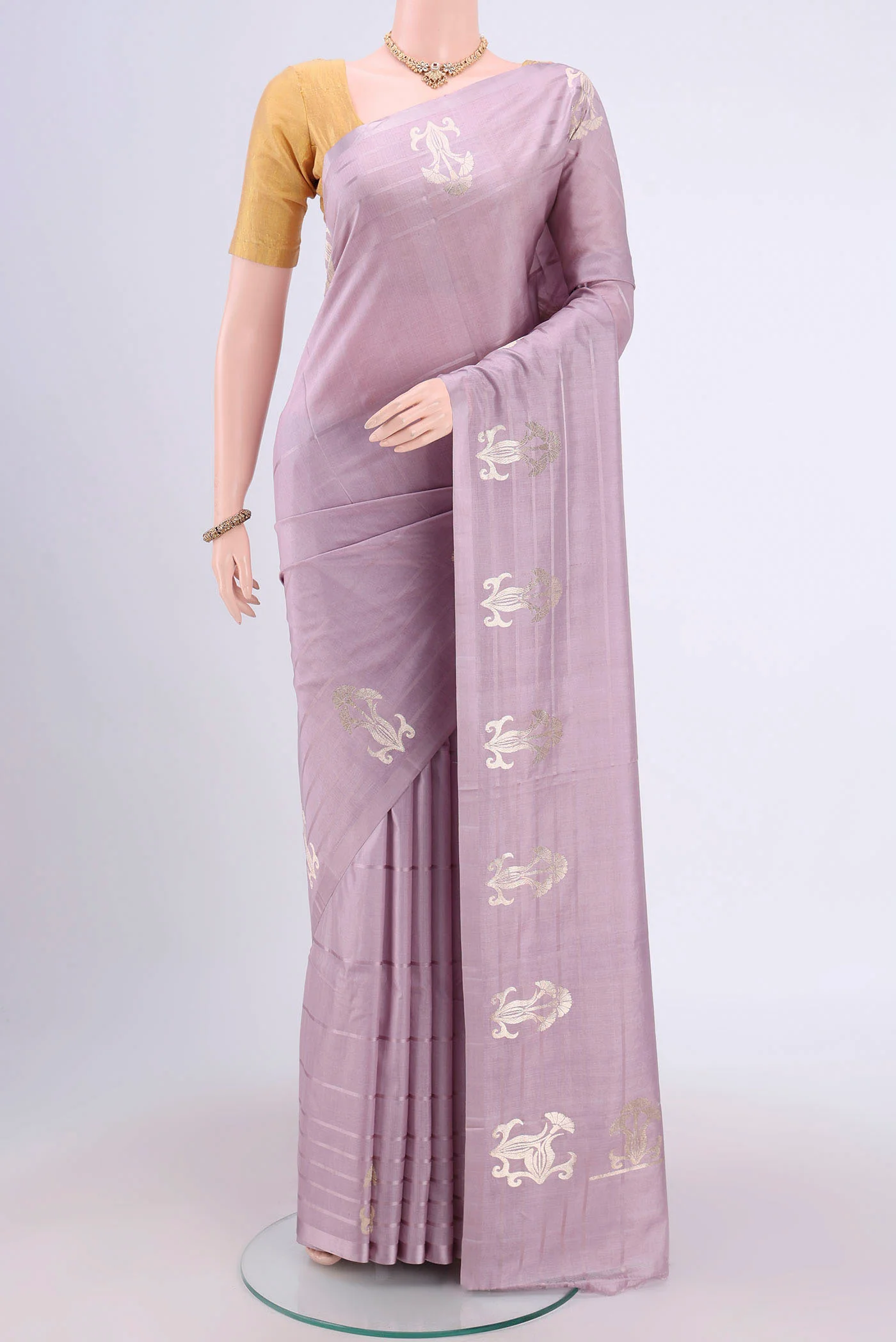 Lilac Banarasi Katan Silk Saree