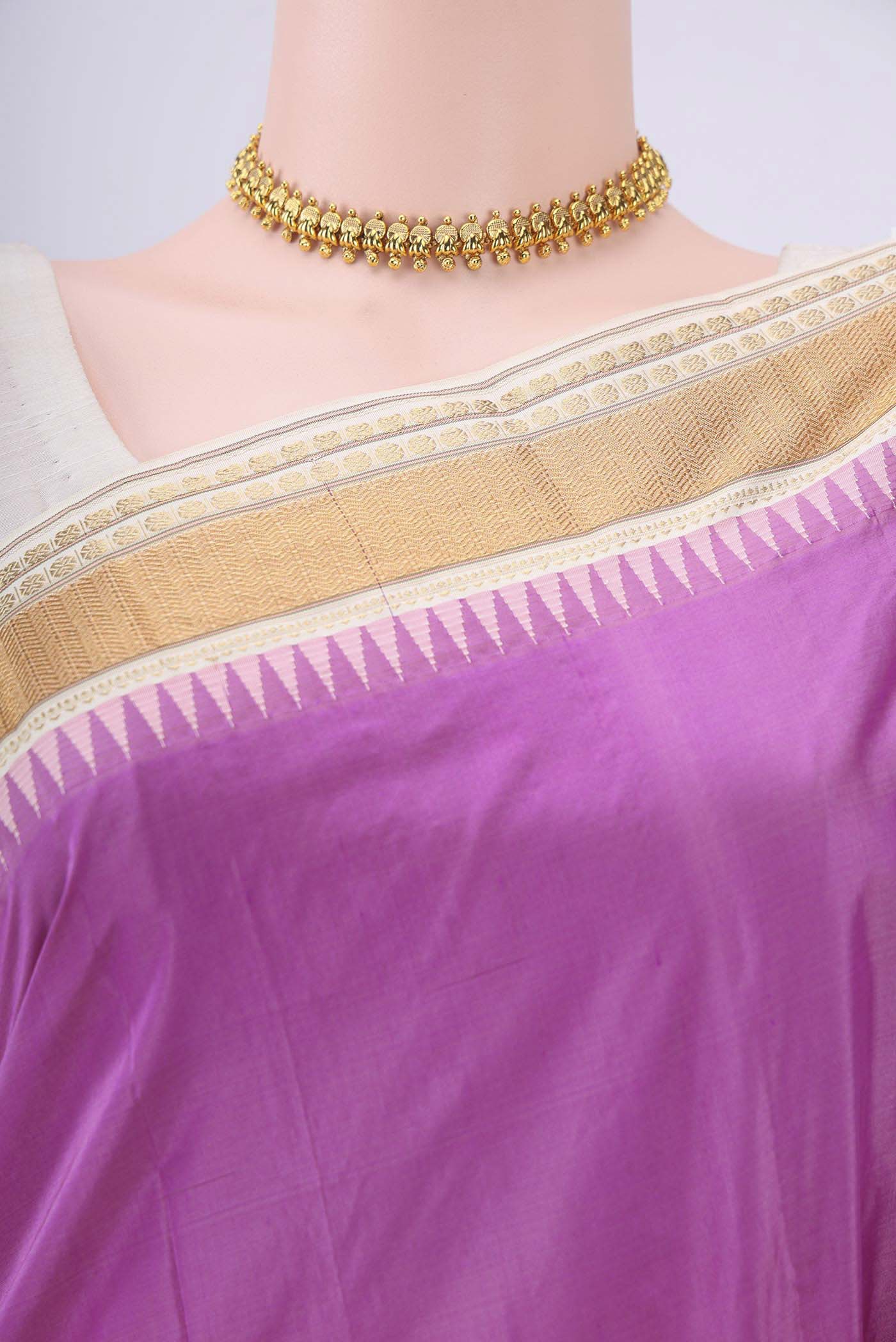Lavender Bangalore Silk - kadyal Saree - Image 2