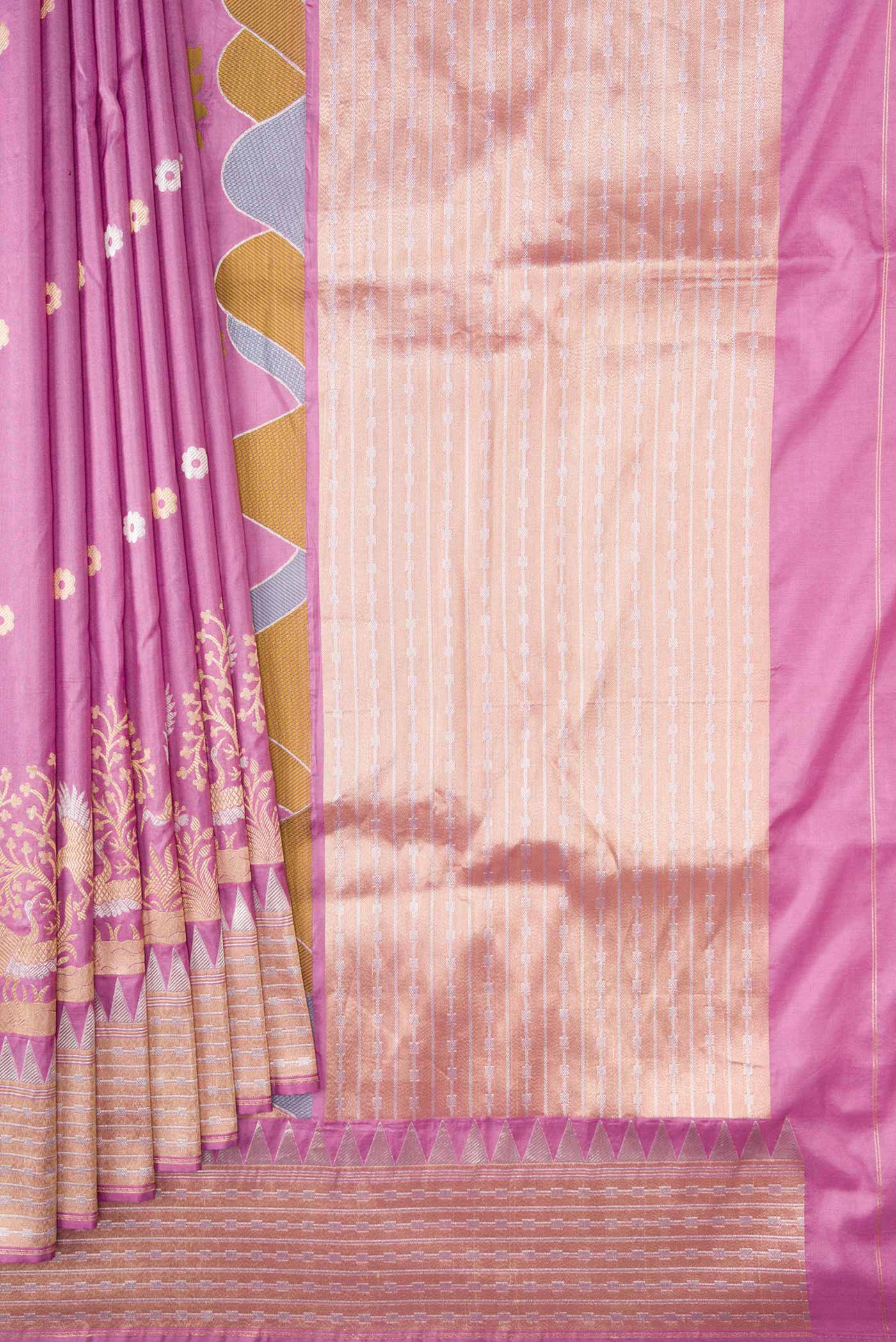 Lilac Dual Tone Banarasi Silk Saree - Image 4