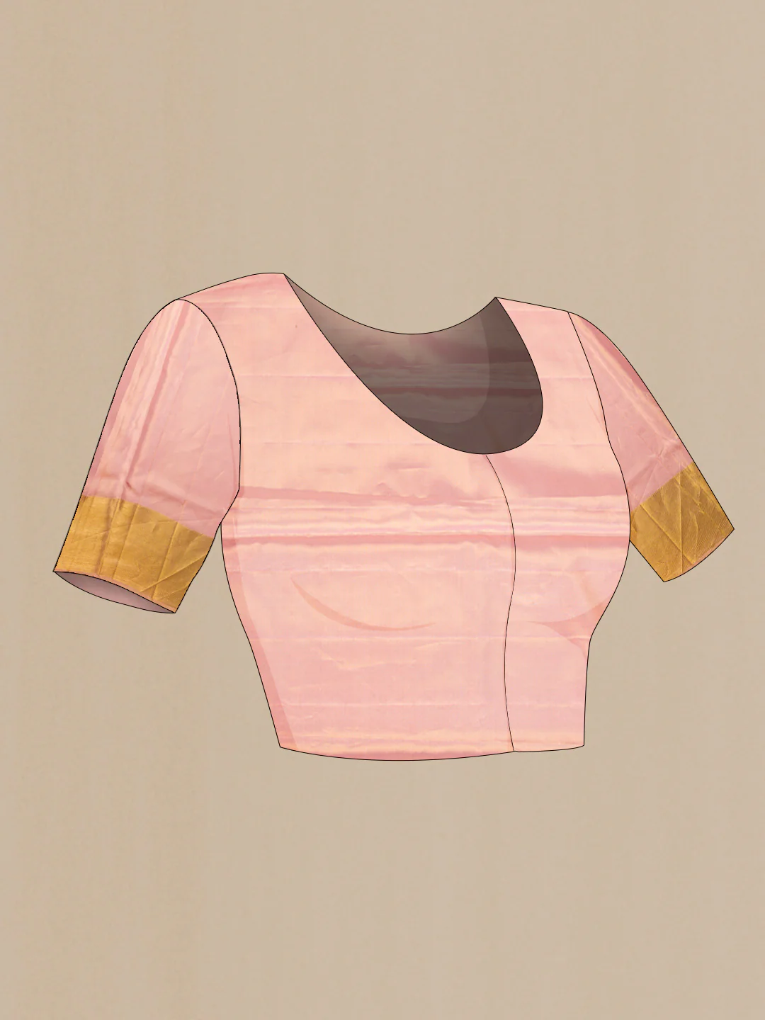 Rose Gold Dual Tone Kanjivaram Tissue Silk Saree - Image 5