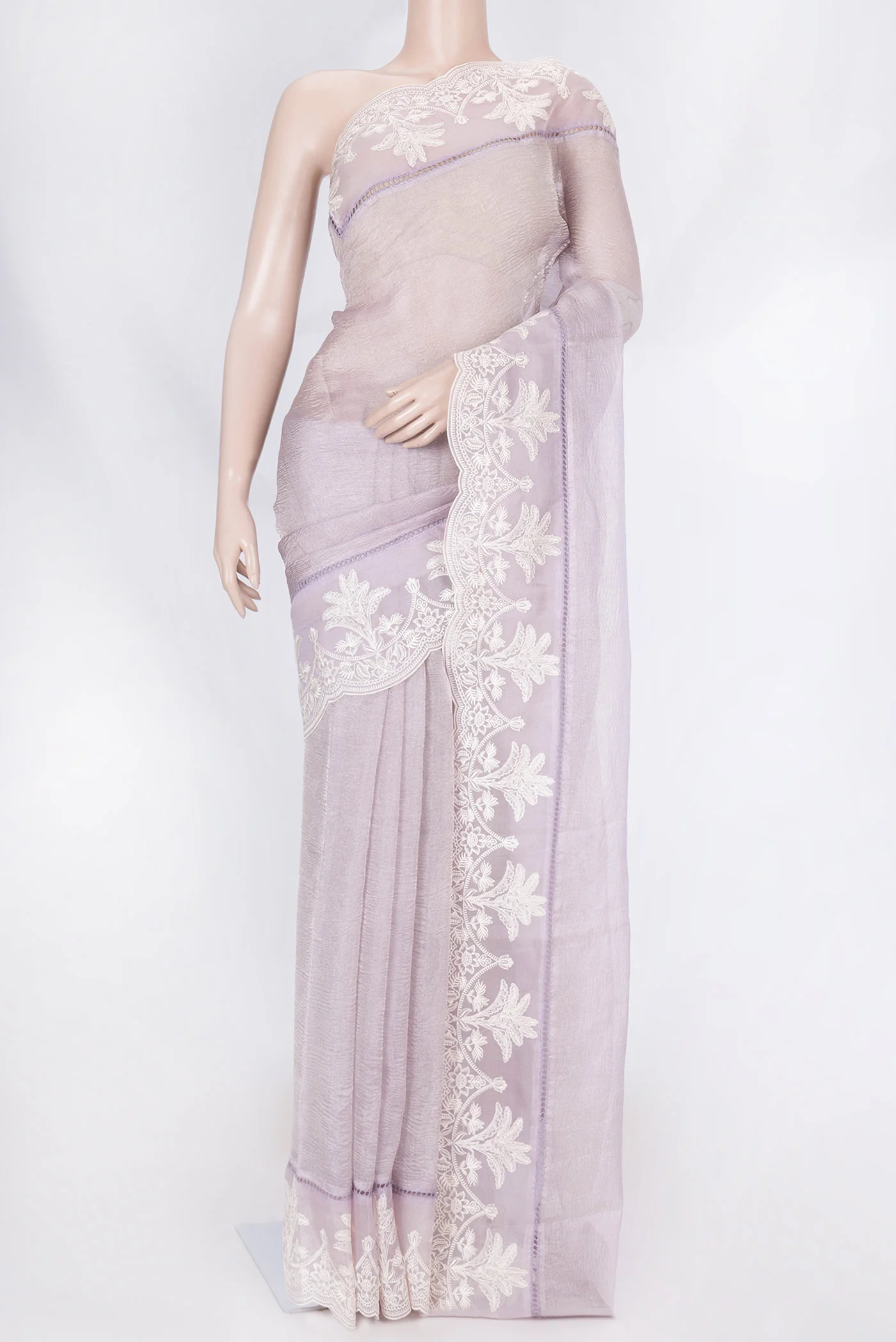 Lilac Dual Tone Organza Silk Saree