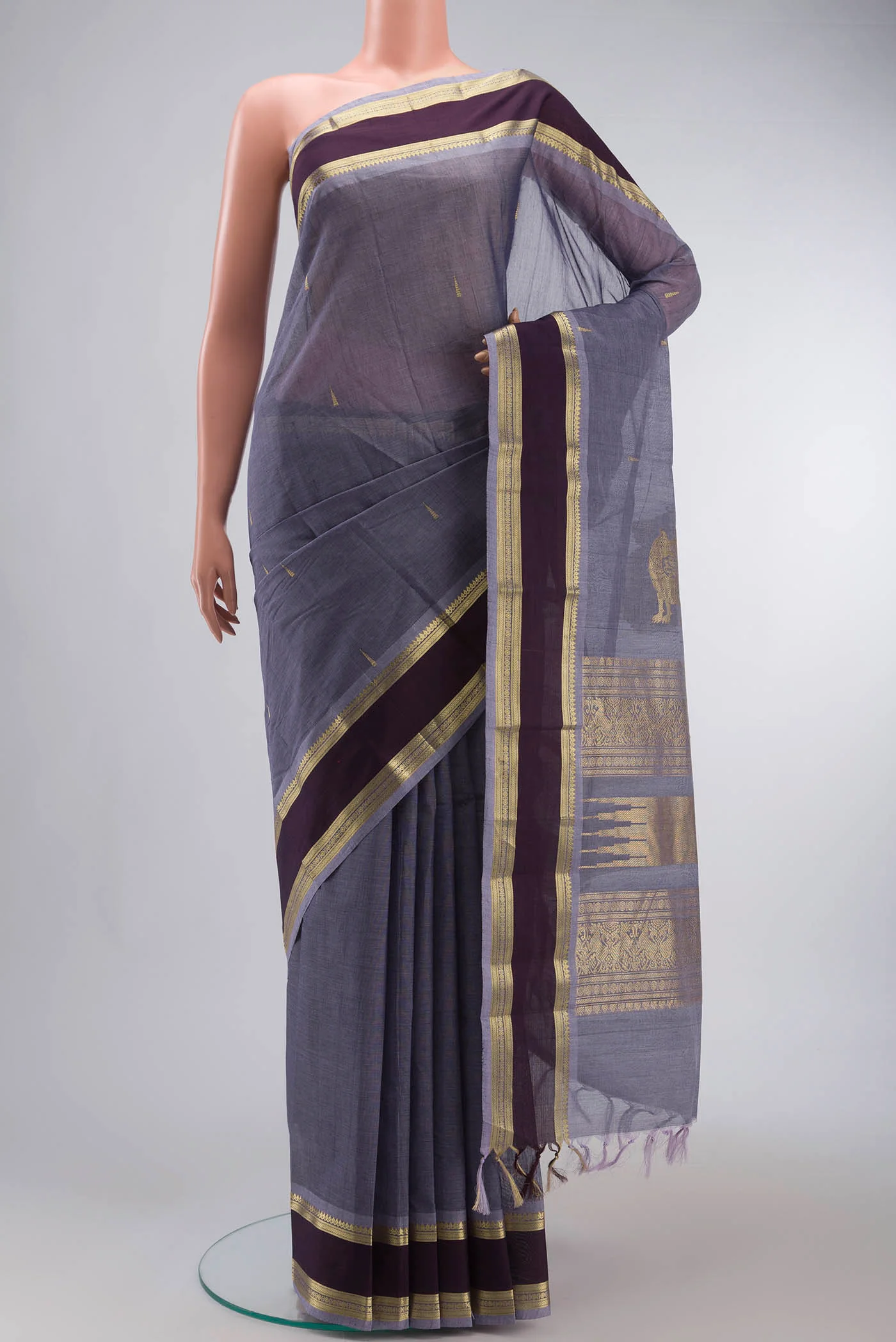 Lilac Kanchi Cotton Saree
