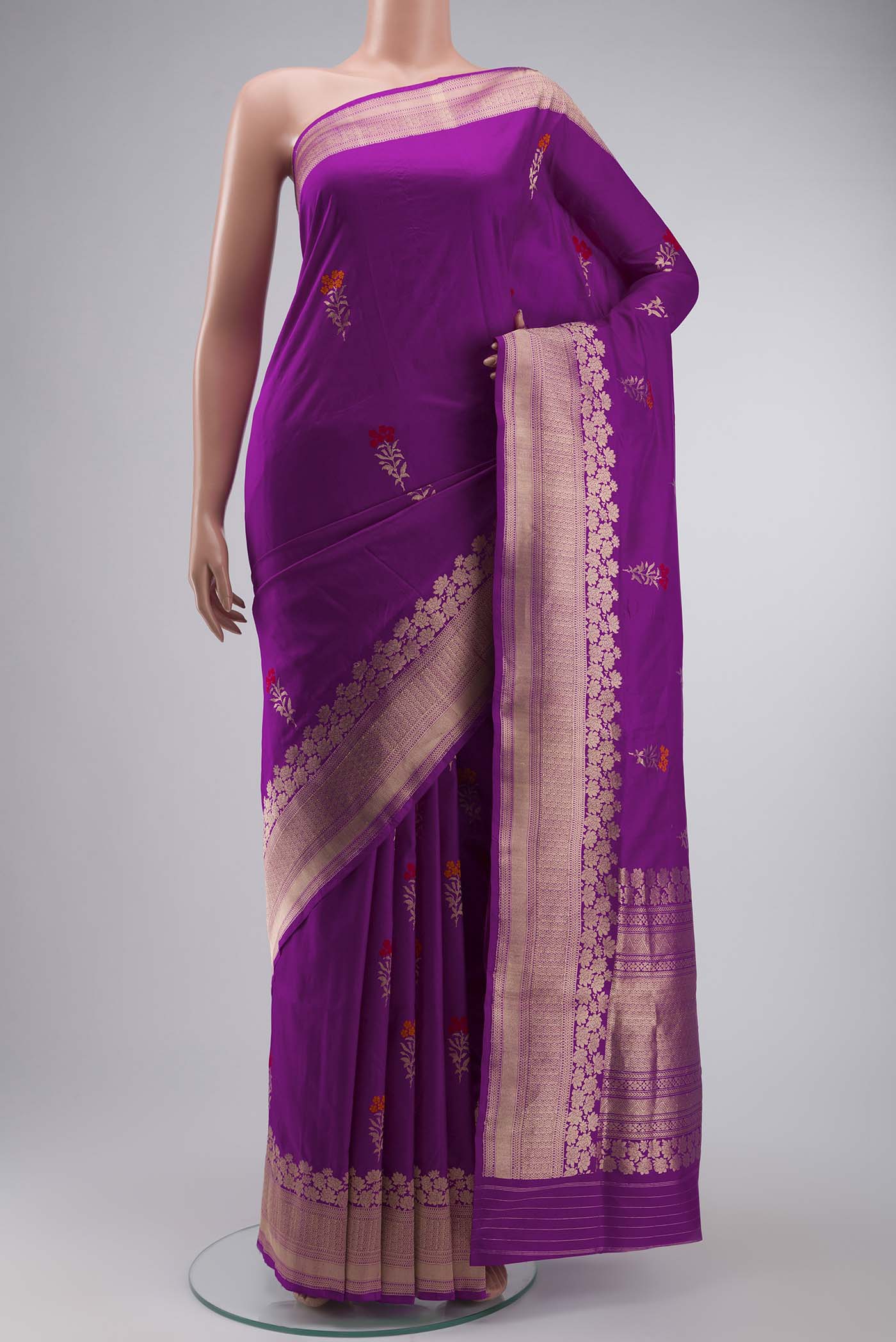 Purple Banarasi Katan Silk Saree