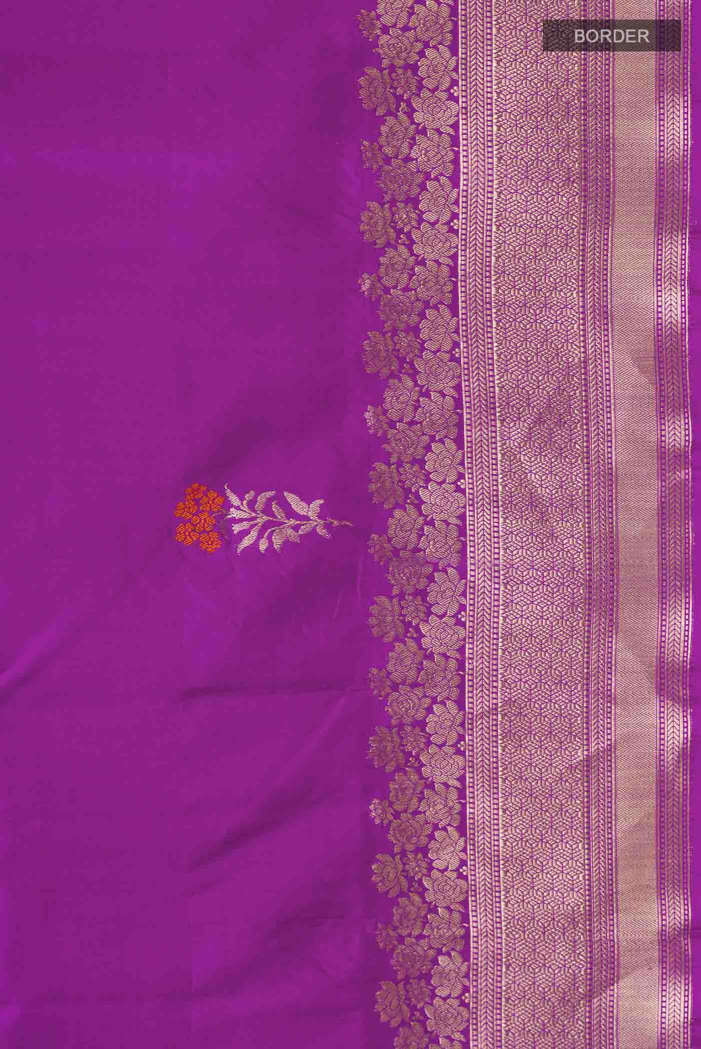 Purple Banarasi Katan Silk Saree - Image 3