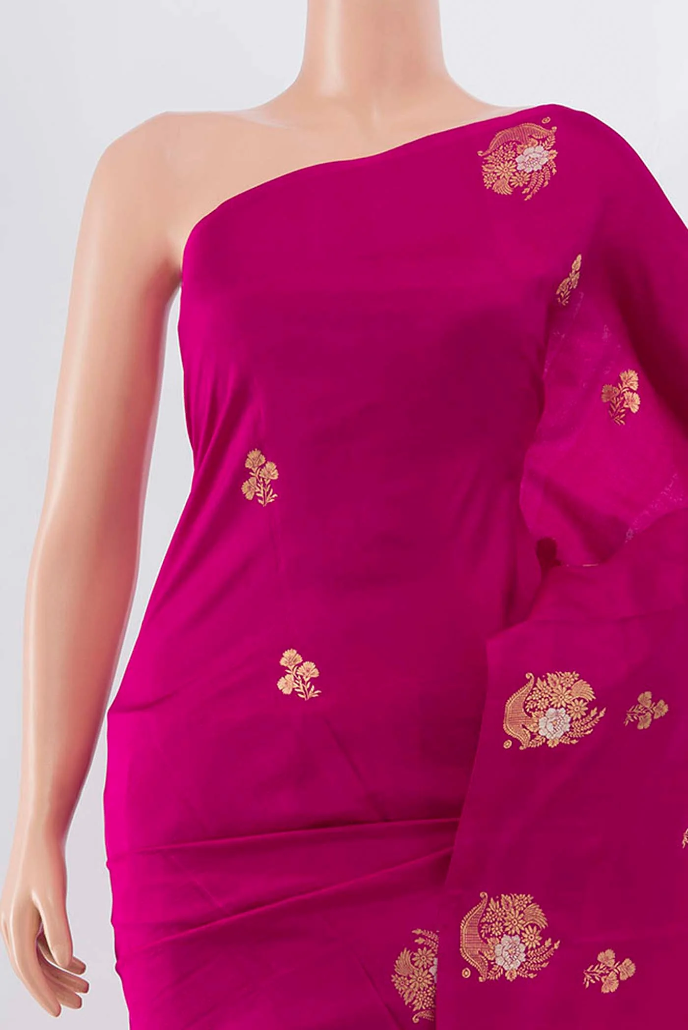 Magenta Banarasi Katan Silk Saree - Image 2
