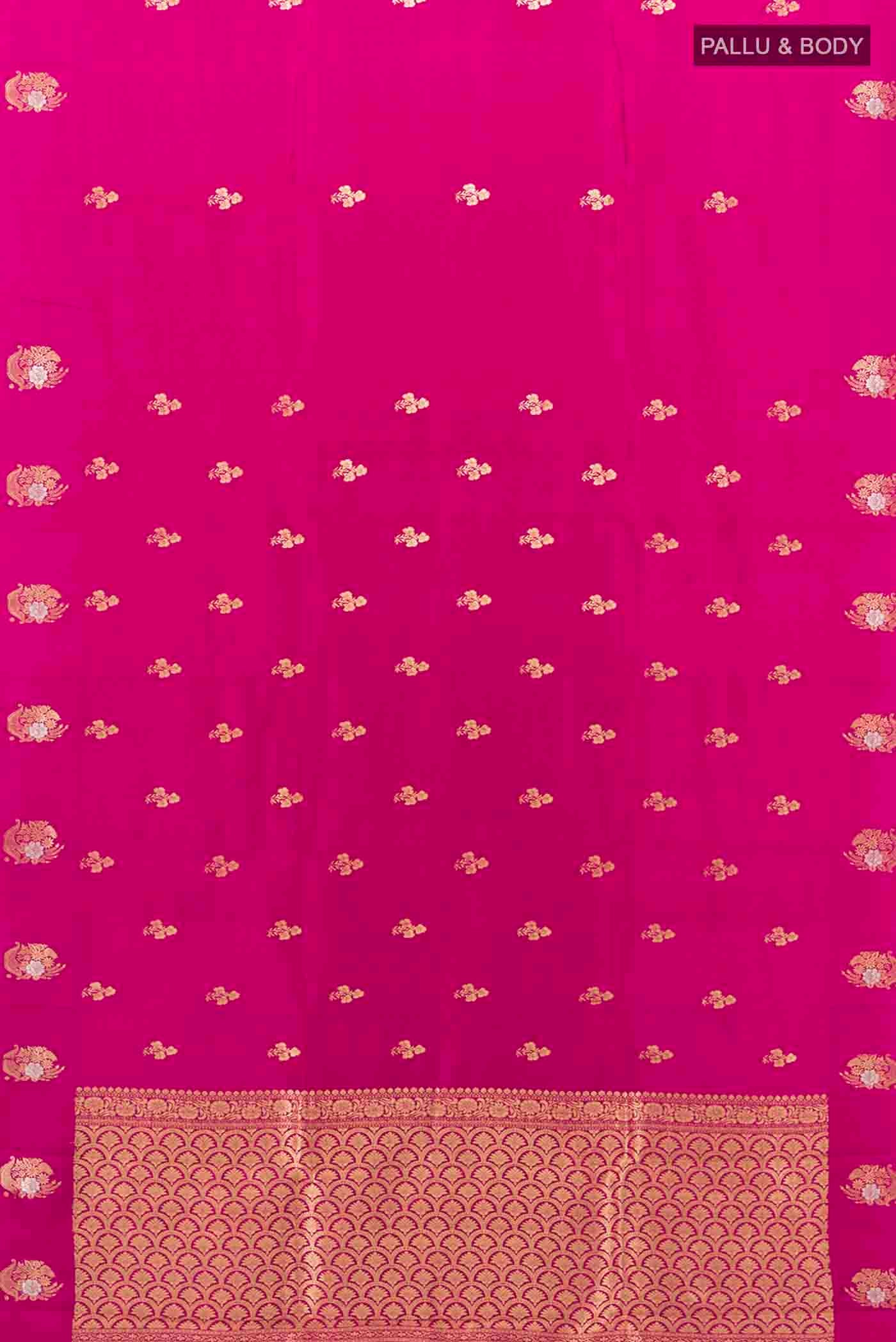 Magenta Banarasi Katan Silk Saree - Image 5