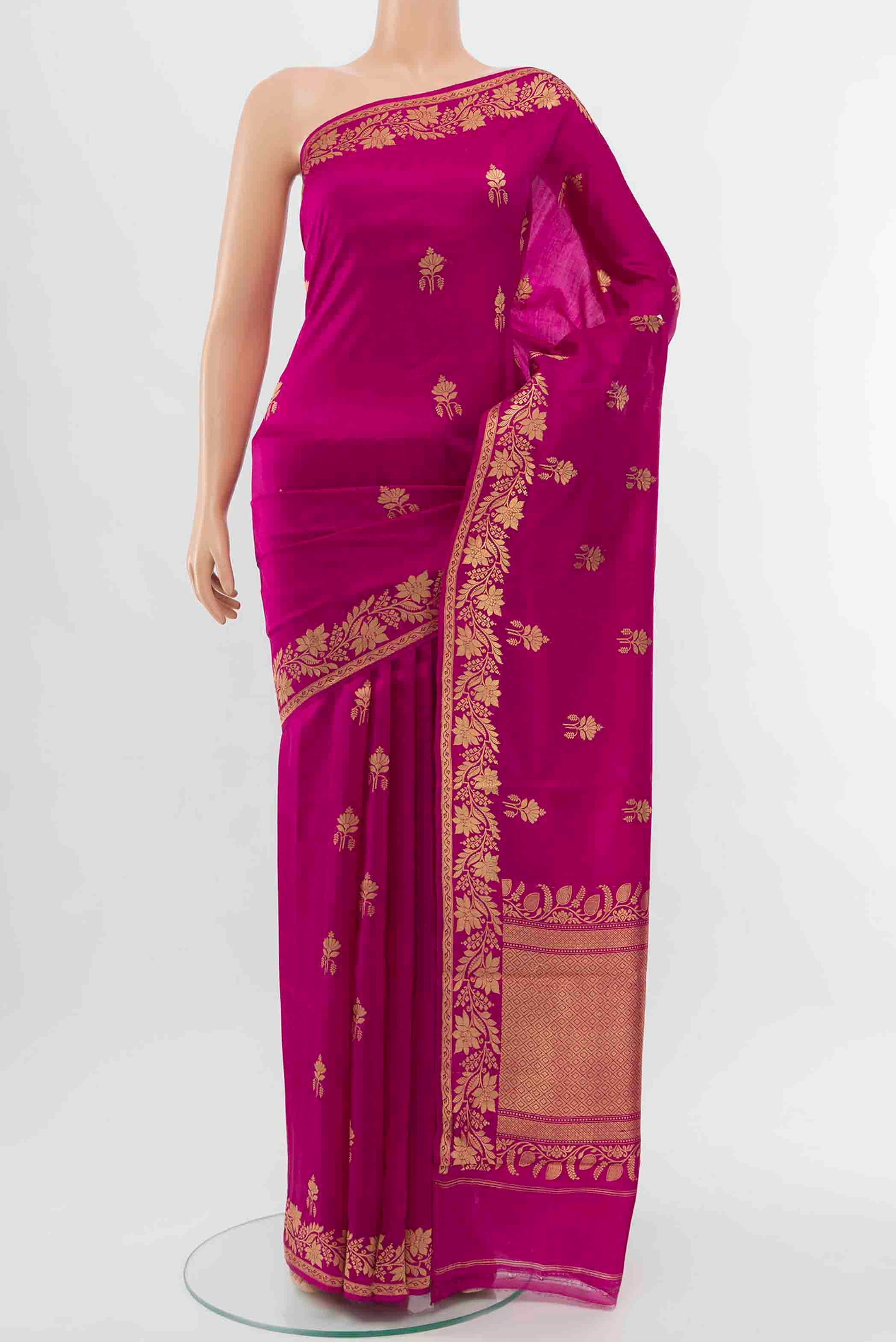 Magenta Banarasi Katan Silk Saree
