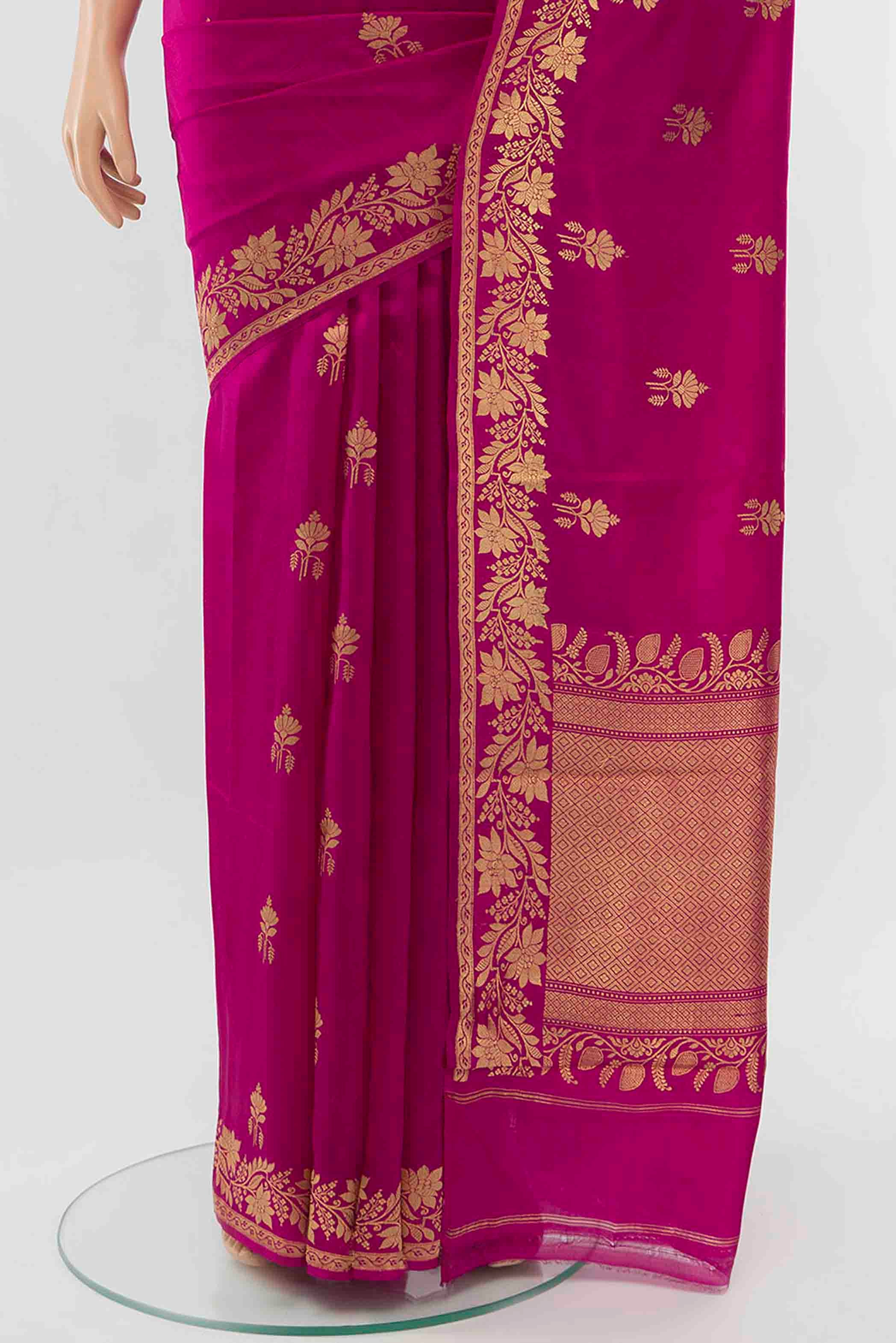 Magenta Banarasi Katan Silk Saree - Image 3