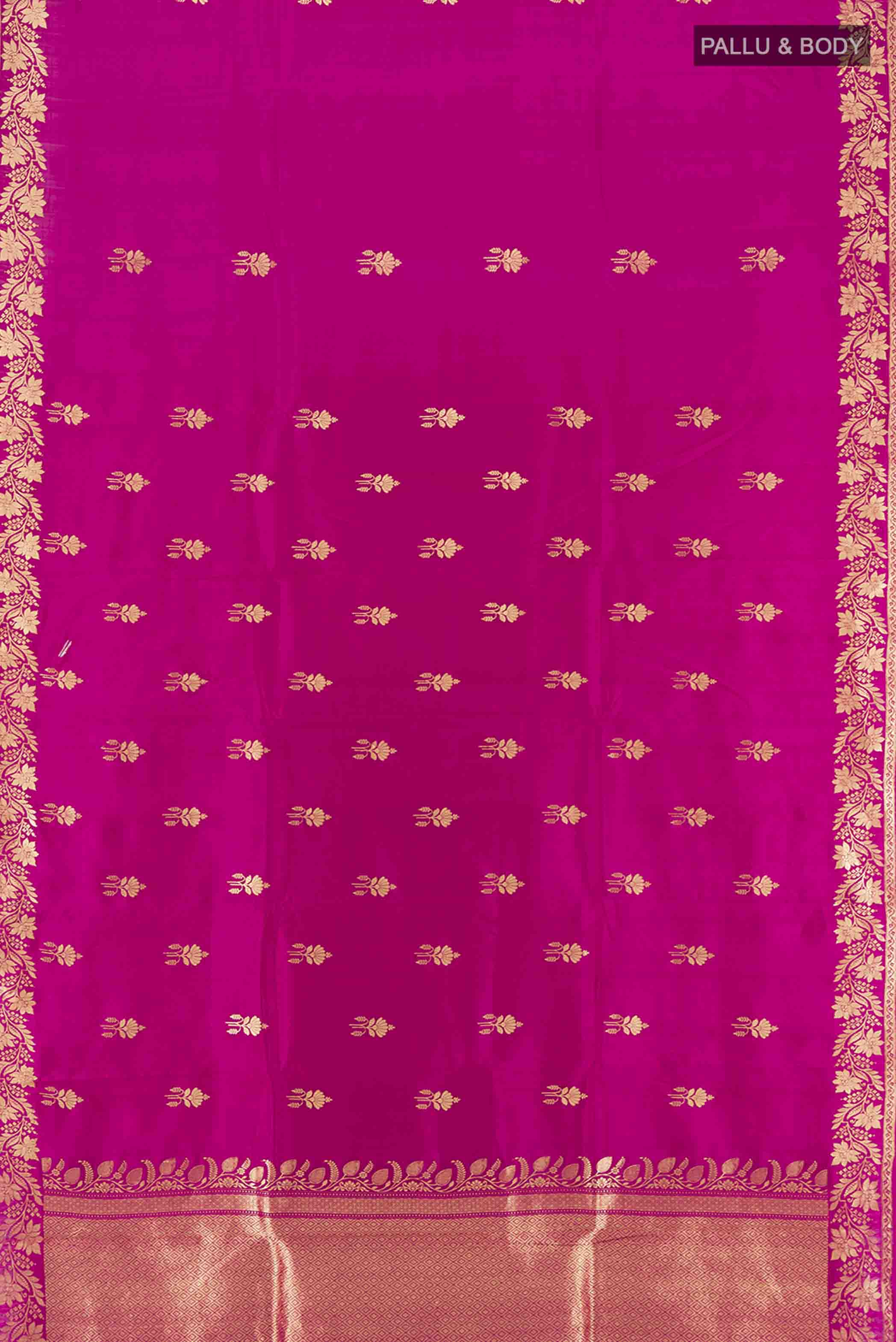 Magenta Banarasi Katan Silk Saree - Image 5