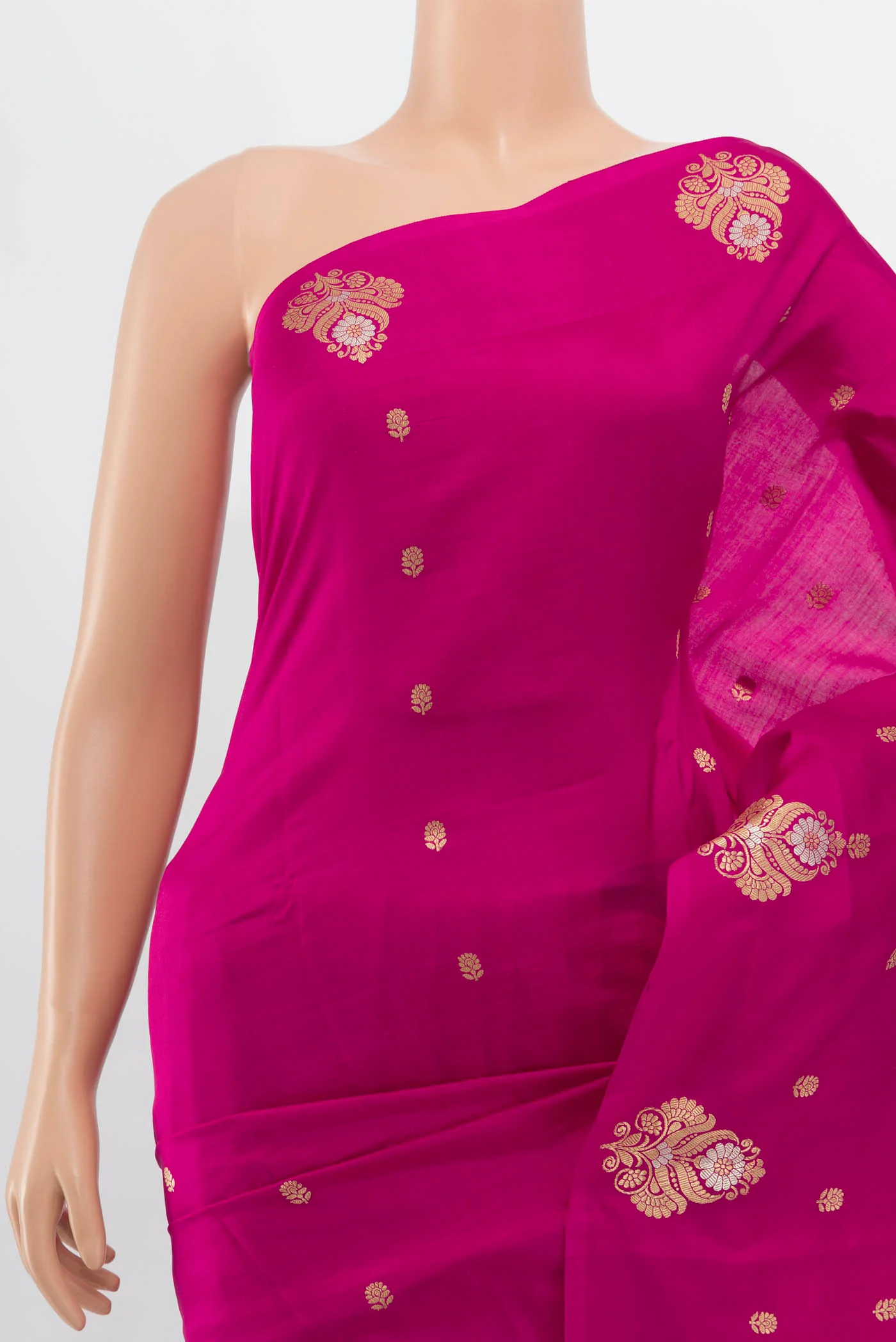 Magenta Banarasi Katan Silk Saree - Image 2