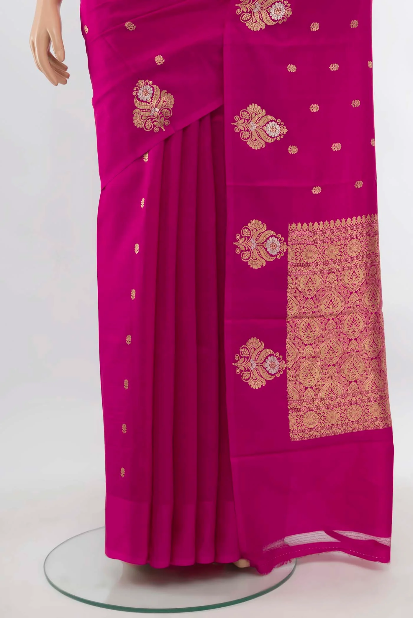 Magenta Banarasi Katan Silk Saree - Image 3