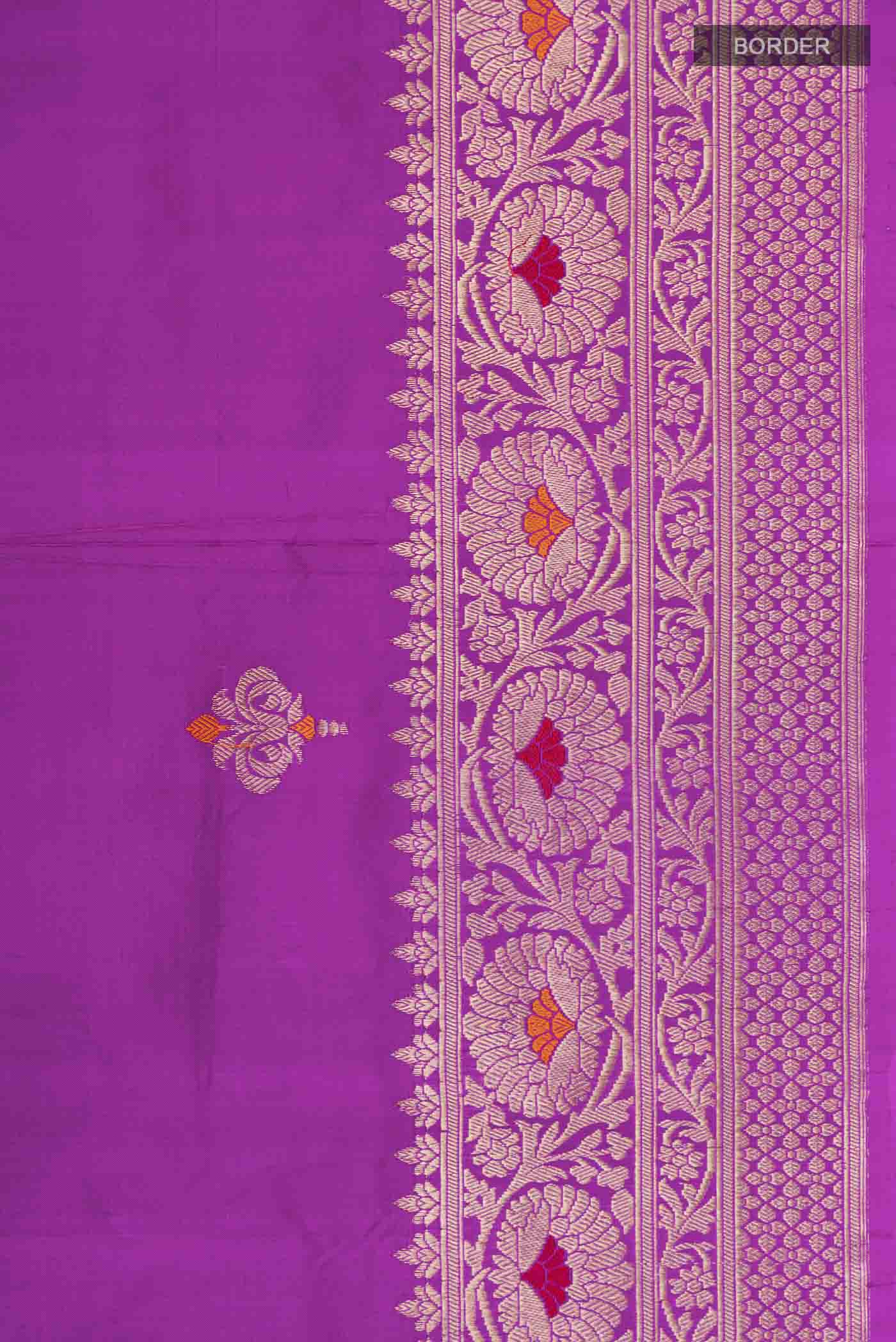 Purple Banarasi Katan Silk Saree - Image 3
