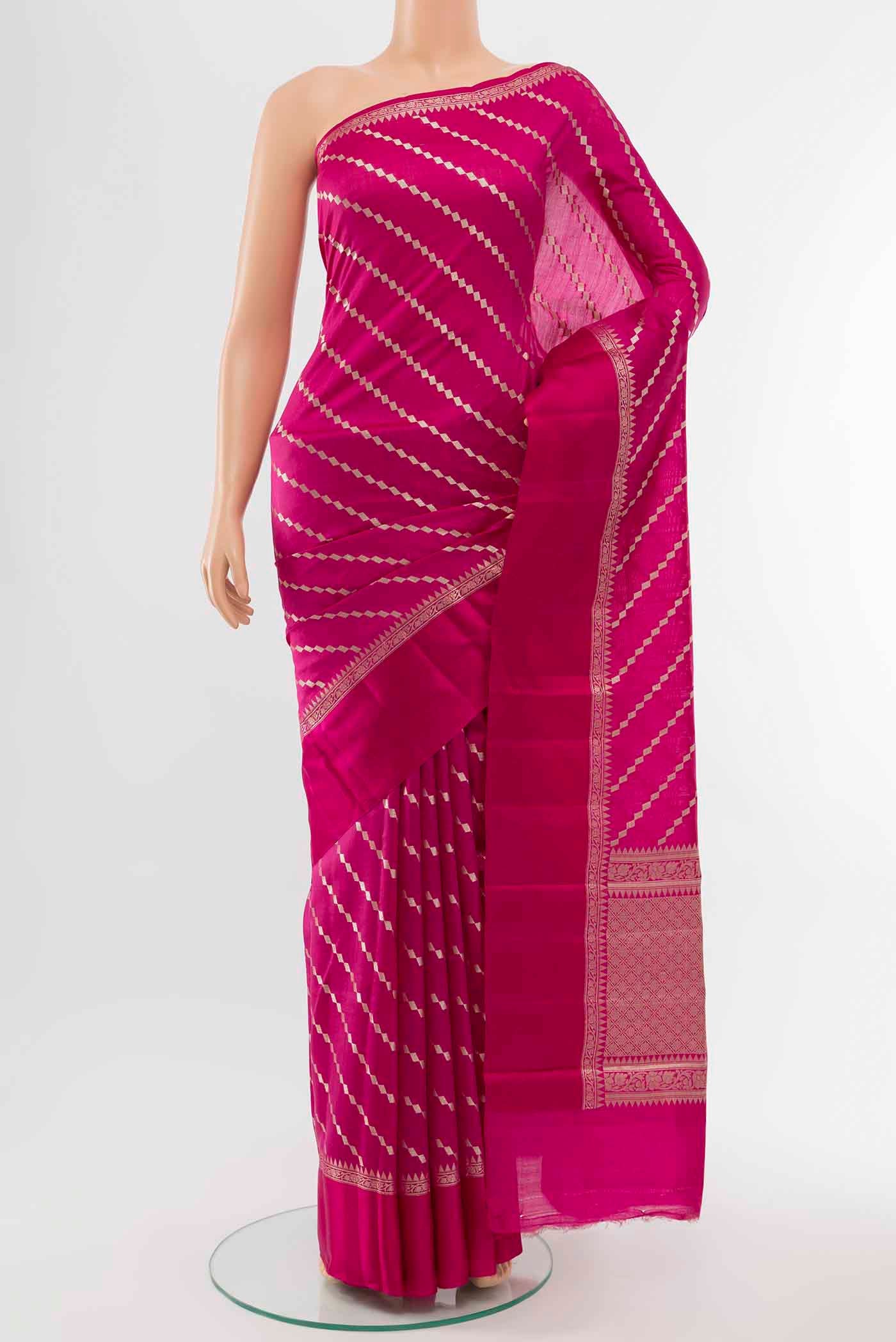Magenta Banarasi Raw Silk Saree