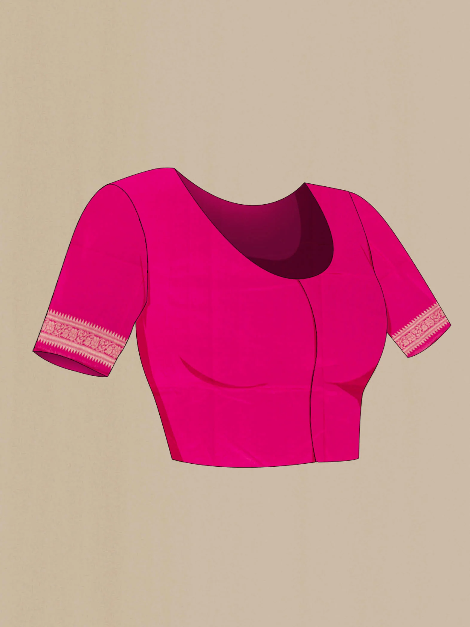 Magenta Banarasi Raw Silk Saree - Image 4