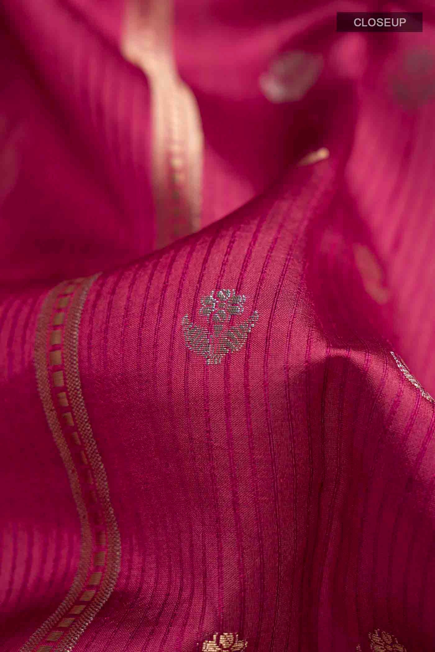 Magenta Banarasi Raw Silk Saree - Image 2