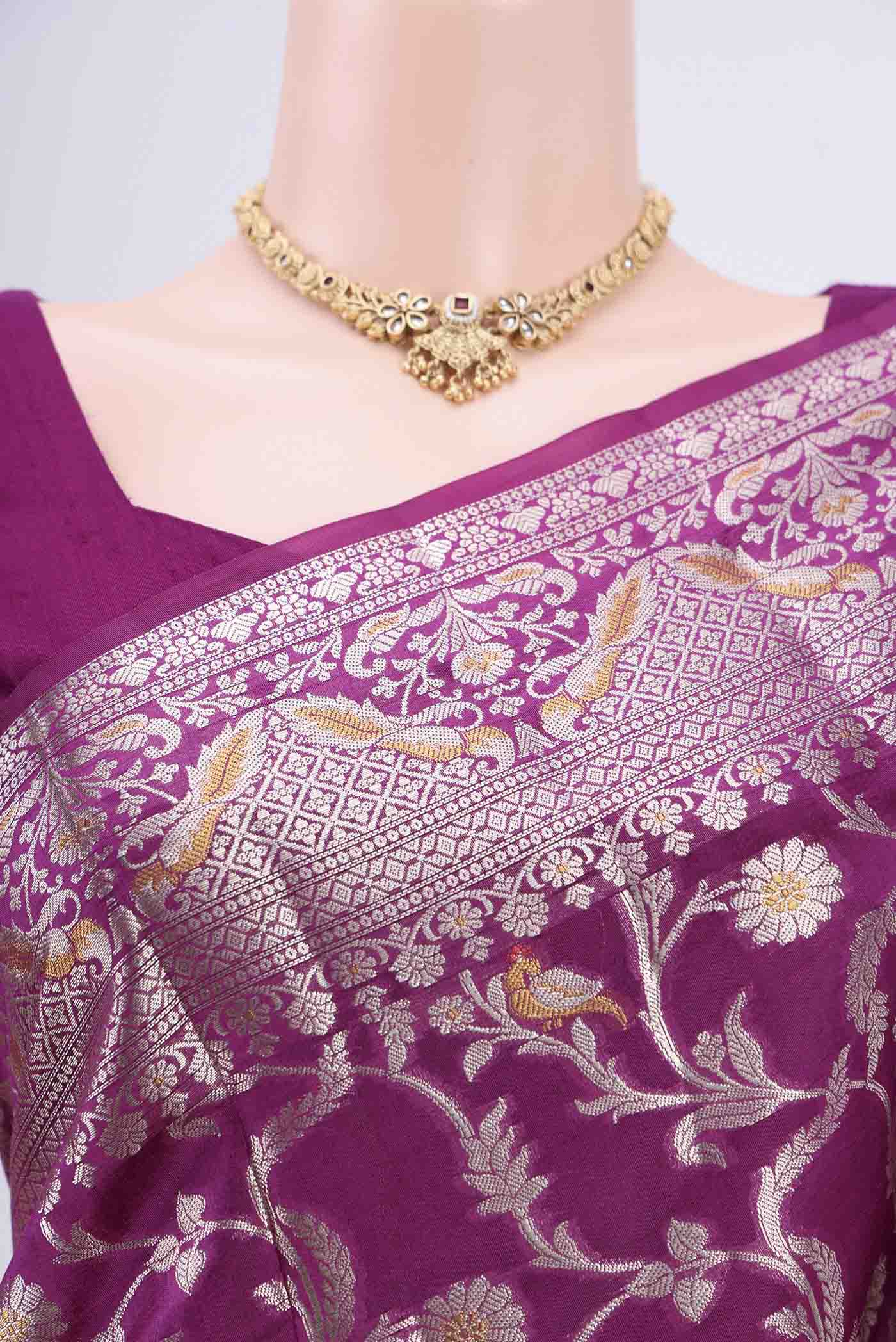Purple Banarasi Raw Silk Saree - Image 2