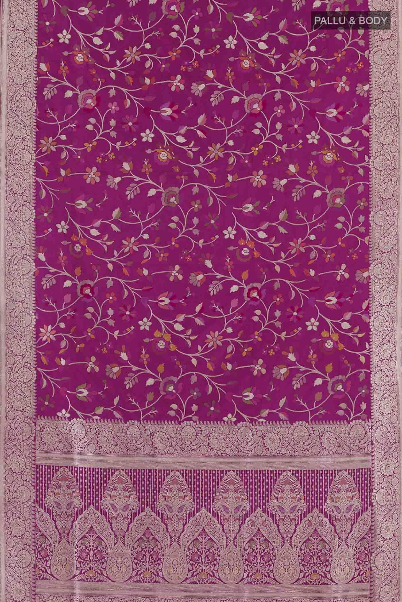 Magenta Banarasi Silk Saree - Image 6