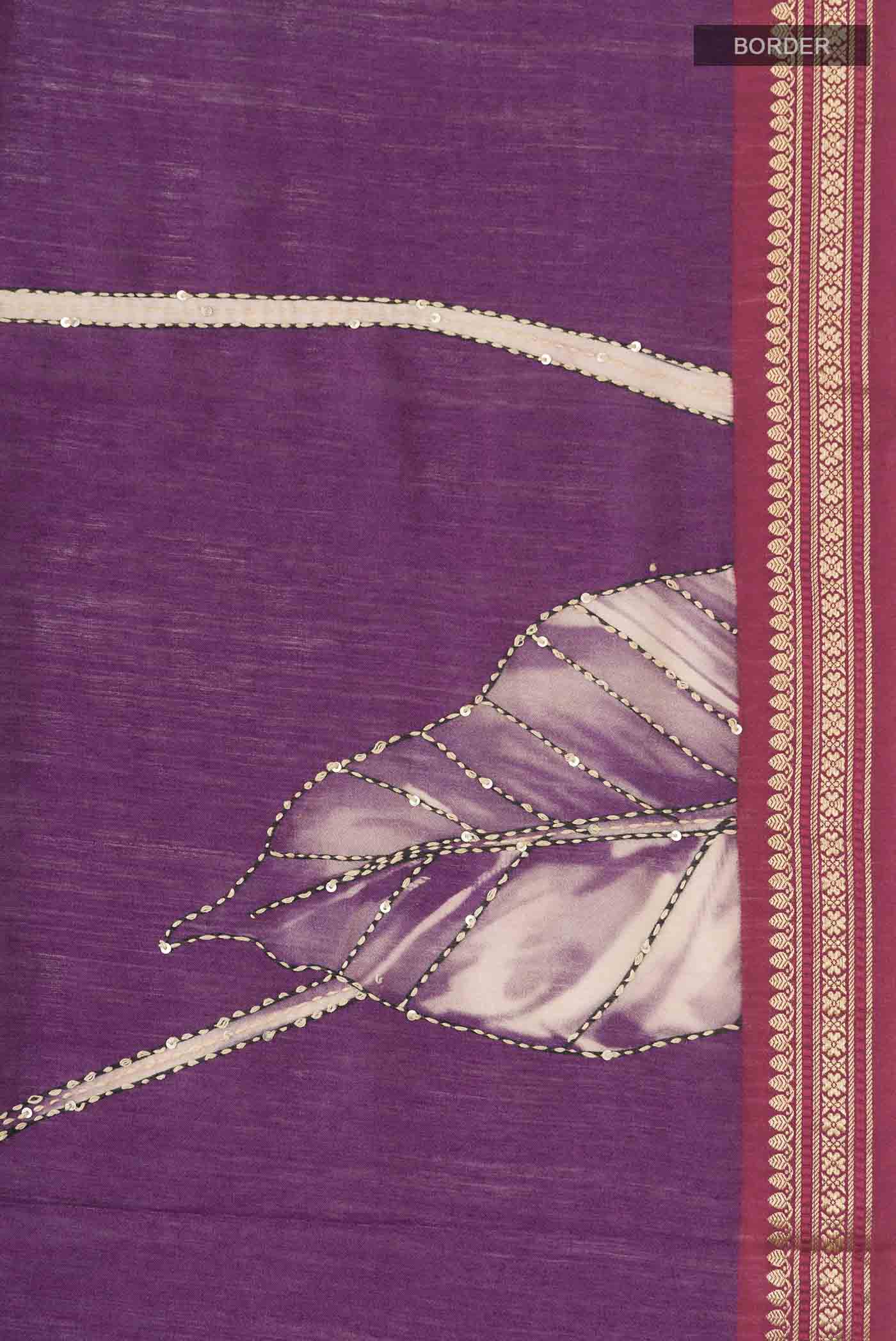Magenta Bhagalpuri Tussar Silk Saree - Image 3