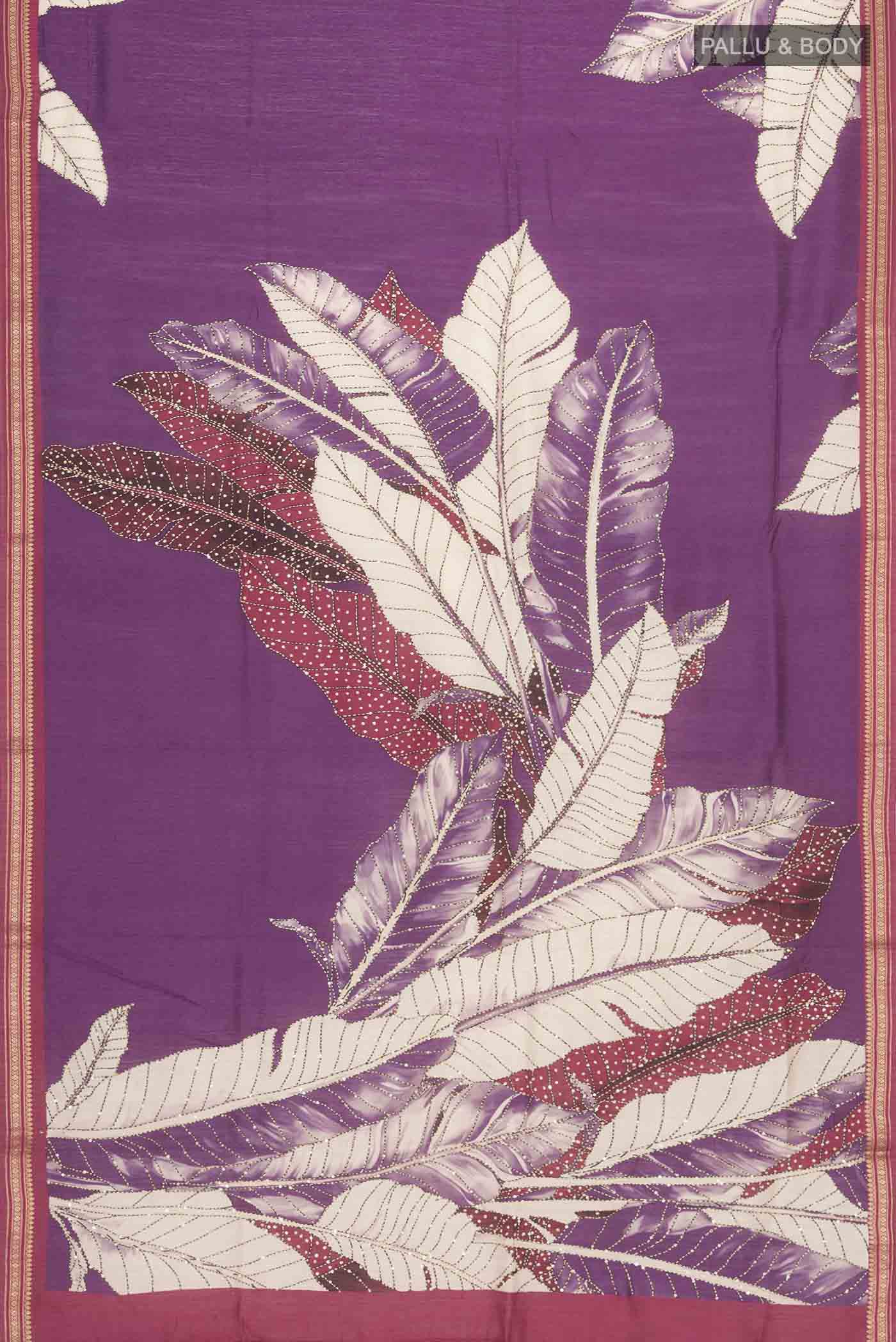 Magenta Bhagalpuri Tussar Silk Saree - Image 5