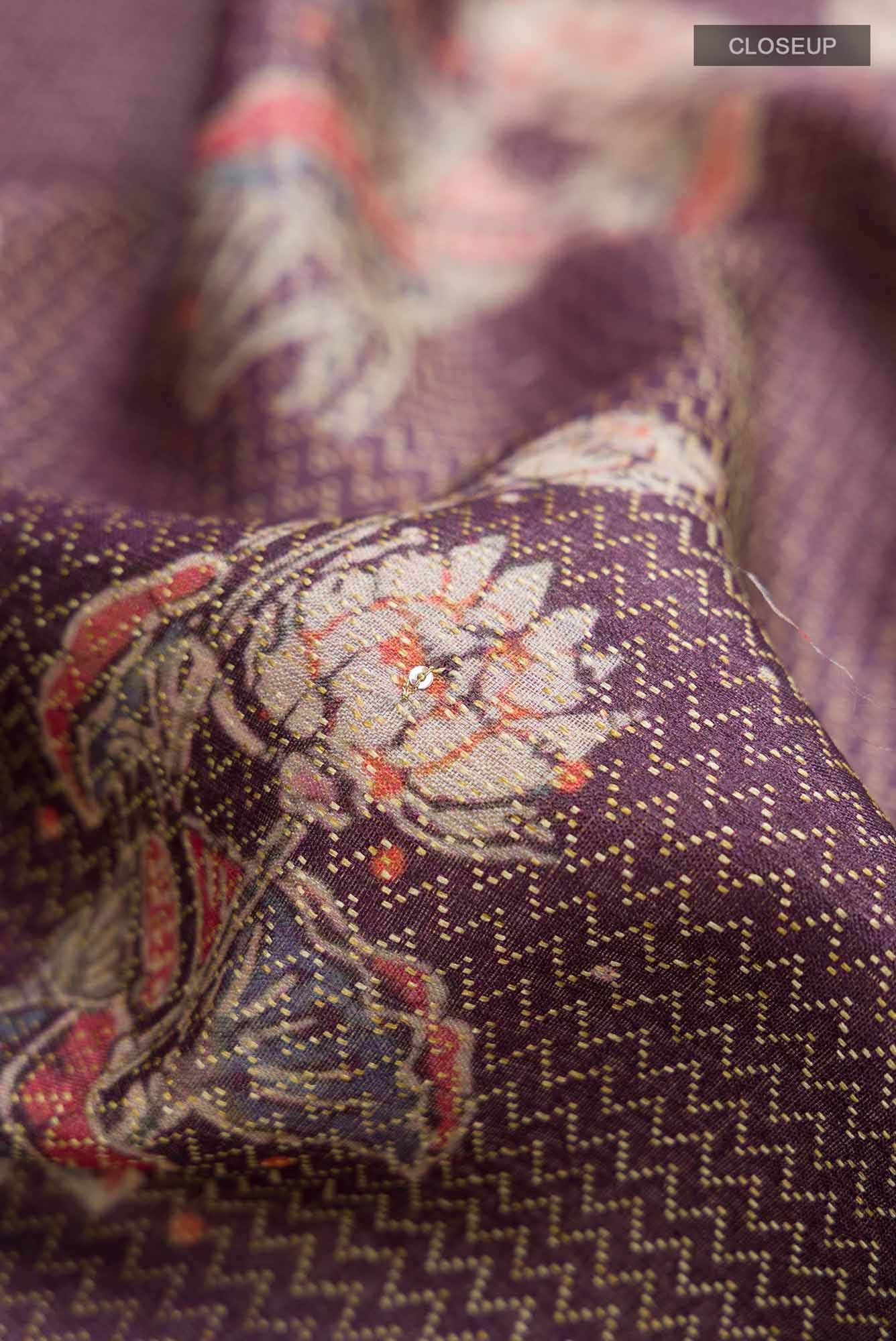 Magenta Bhagalpuri Tussar Silk Saree - Image 2