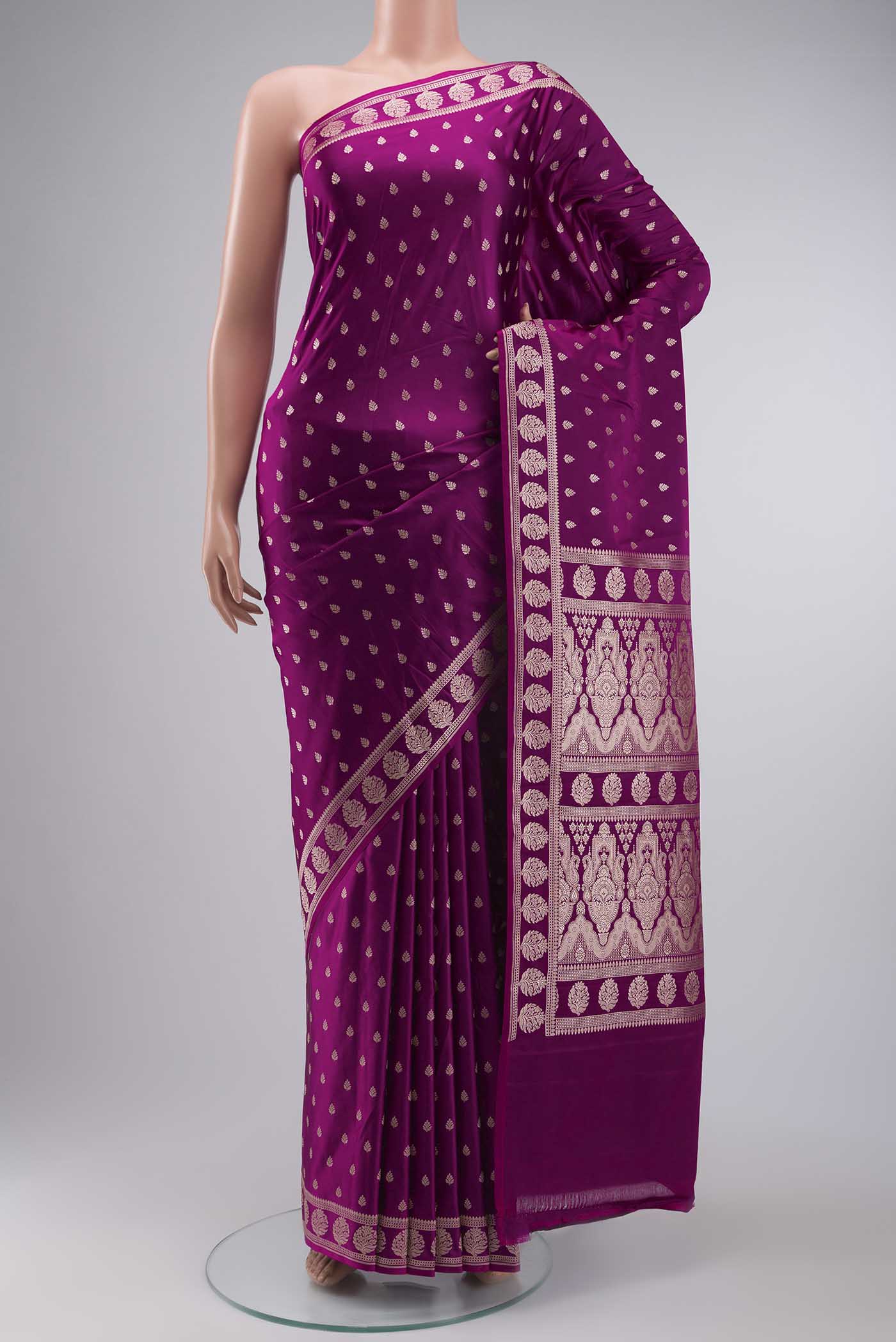 Magenta Blended Banarasi Silk Saree