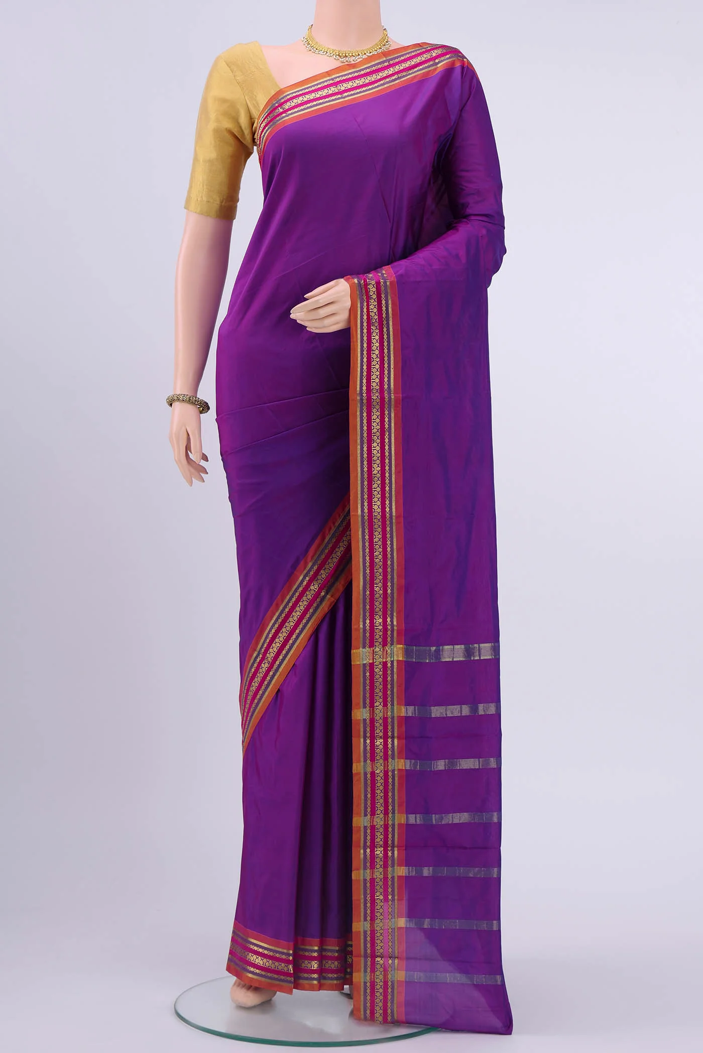 Magenta Blended Bangalore Silk Saree