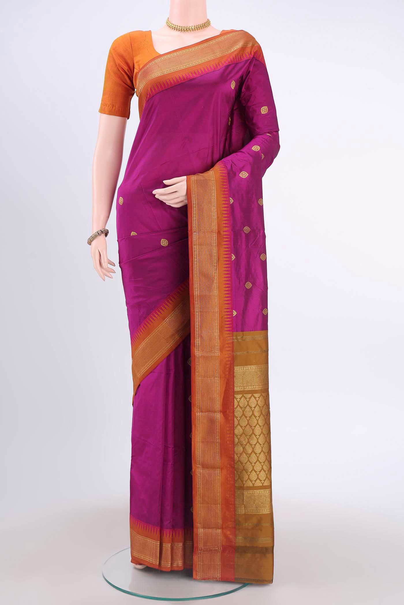 Magenta Blended Bangalore Silk Saree