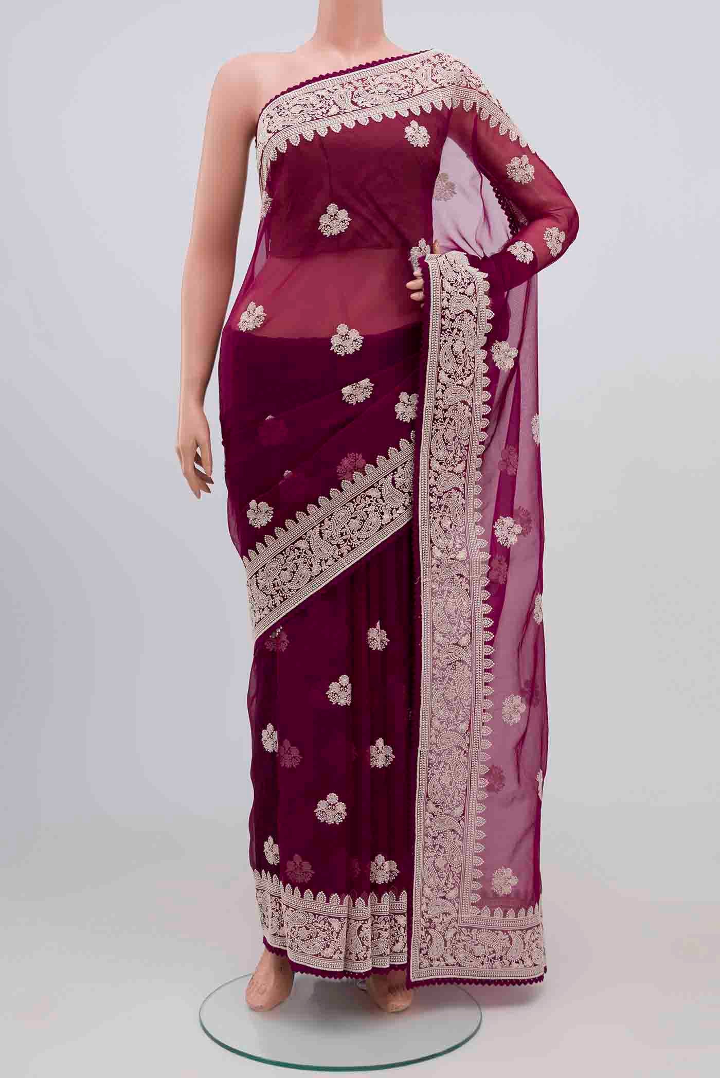 Magenta Blended Organza Silk Saree