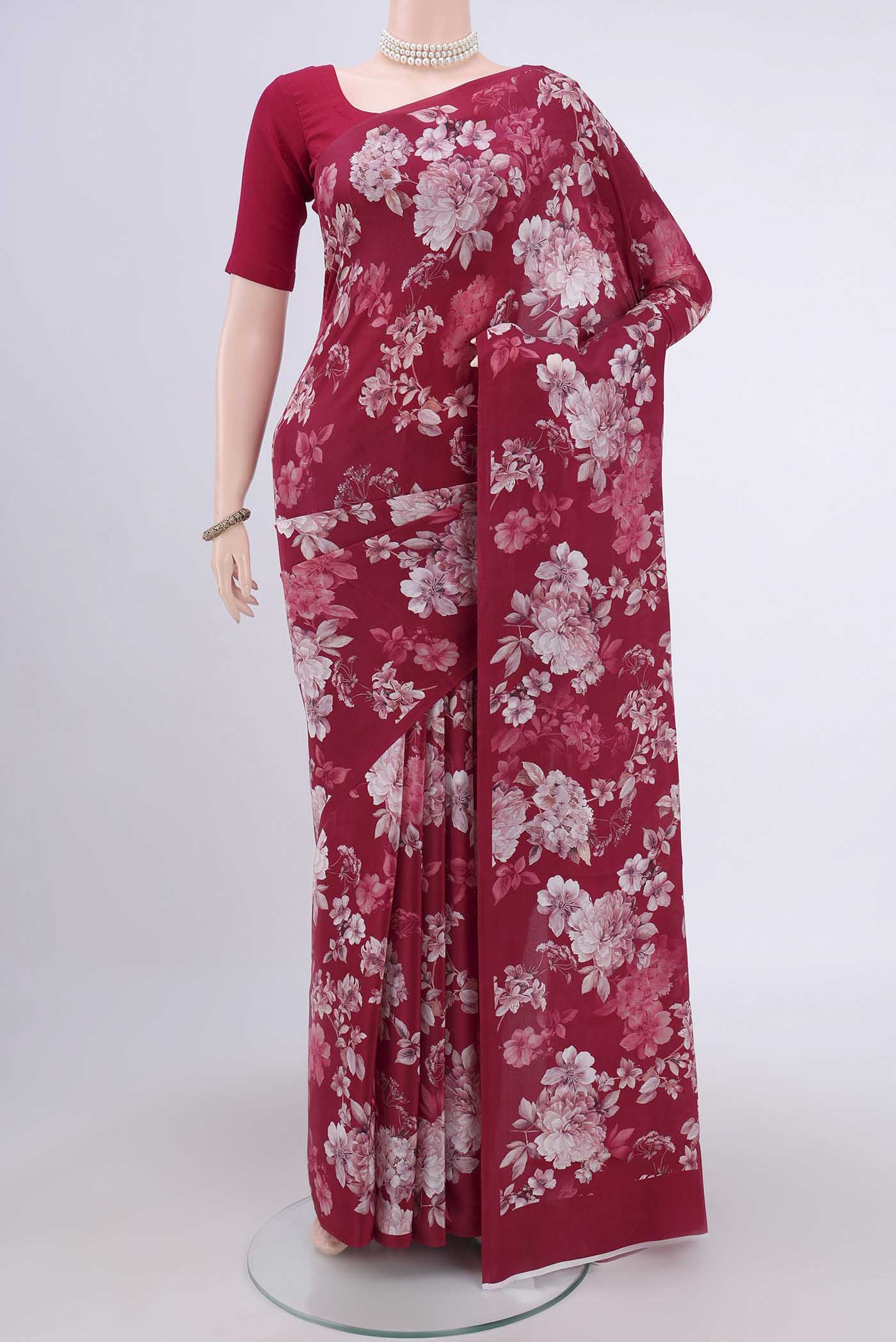 Magenta Crepe Saree