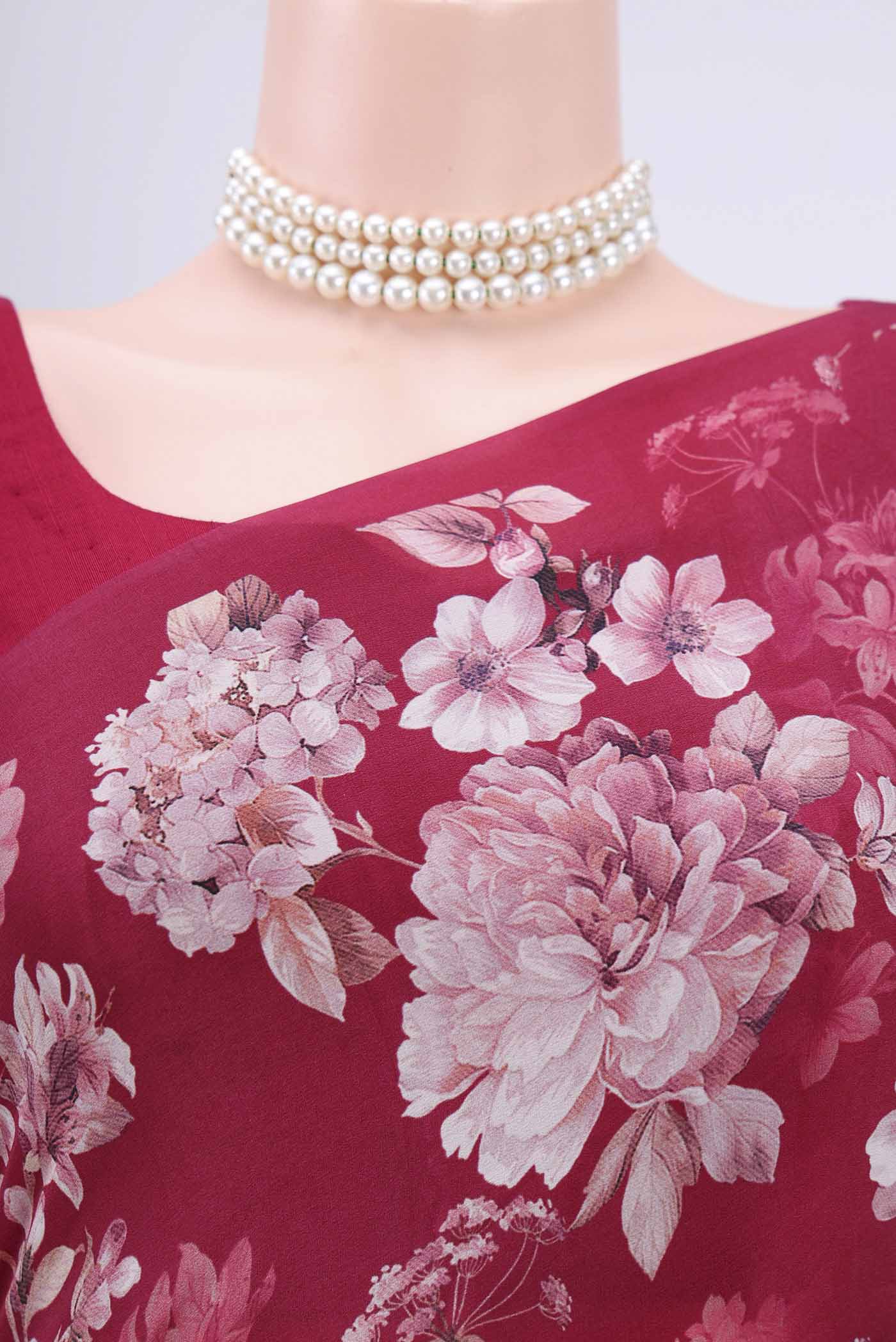 Magenta Crepe Saree - Image 2