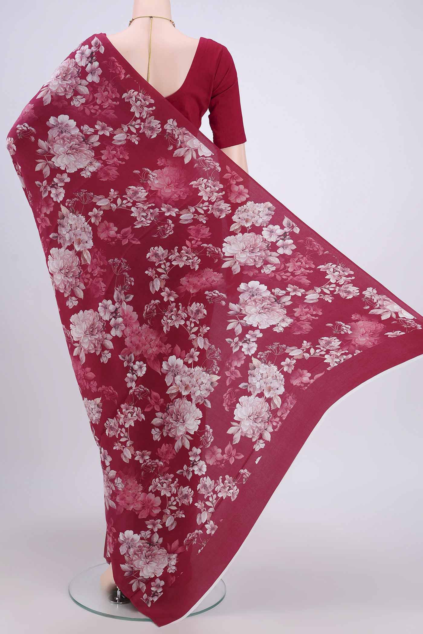 Magenta Crepe Saree - Image 3