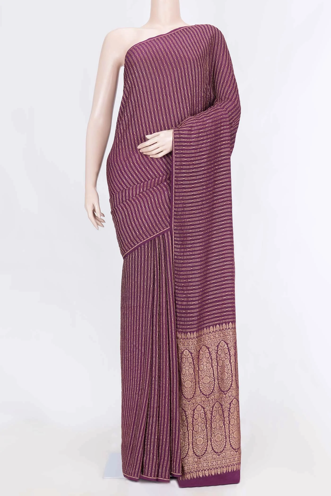Purple Mysore Crepe Saree