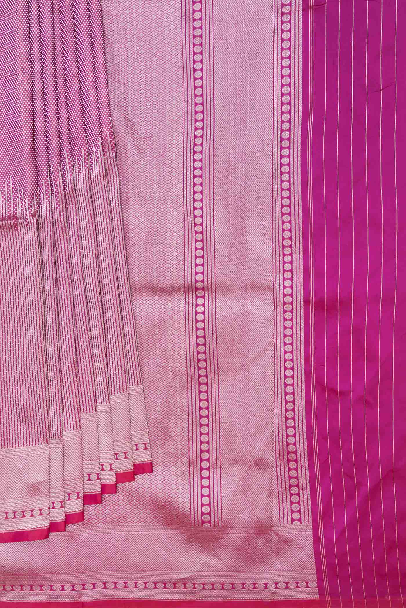 Magenta Dual Tone Banarasi Silk Saree - Image 4