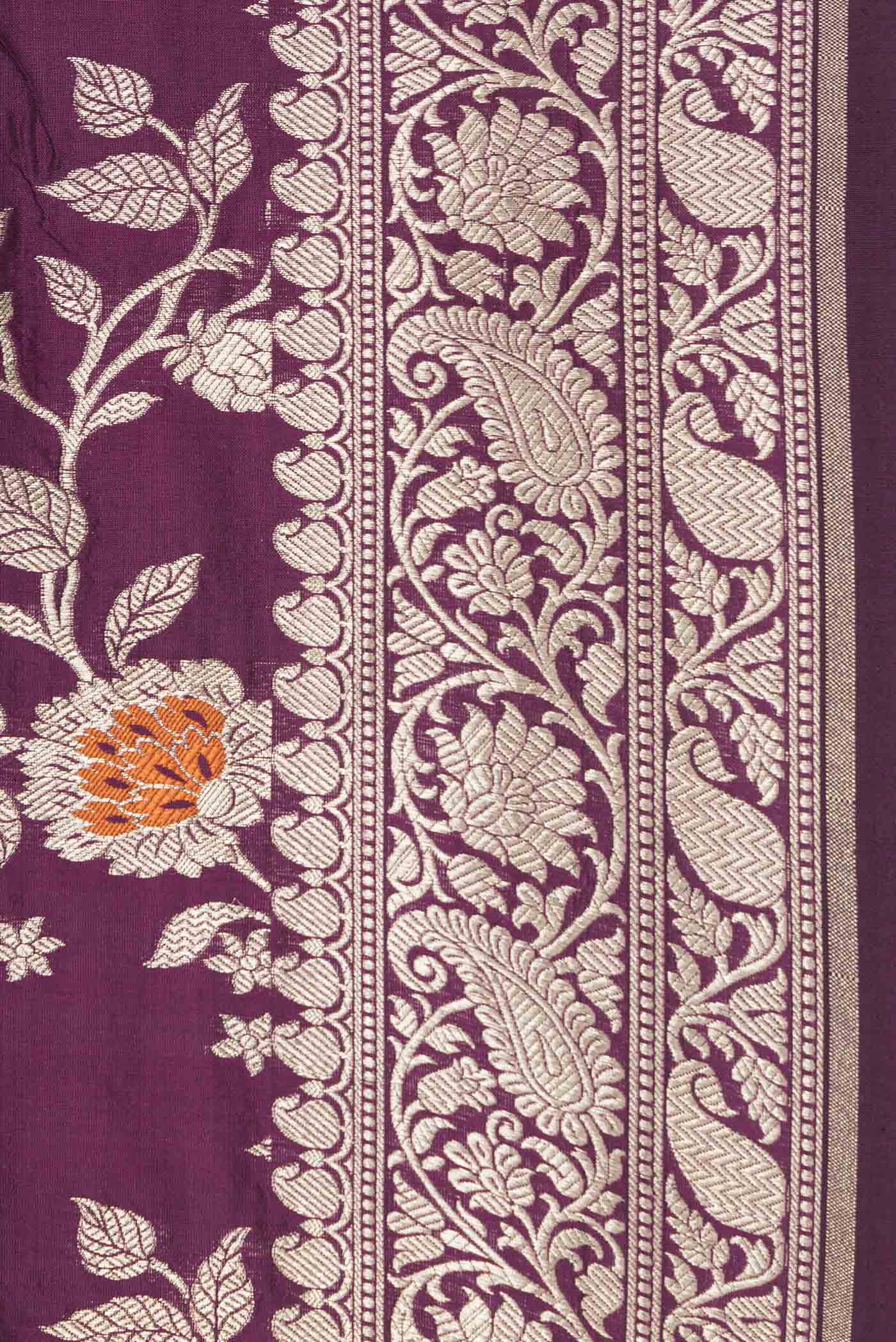 Purple Banarasi Silk Saree - Image 3