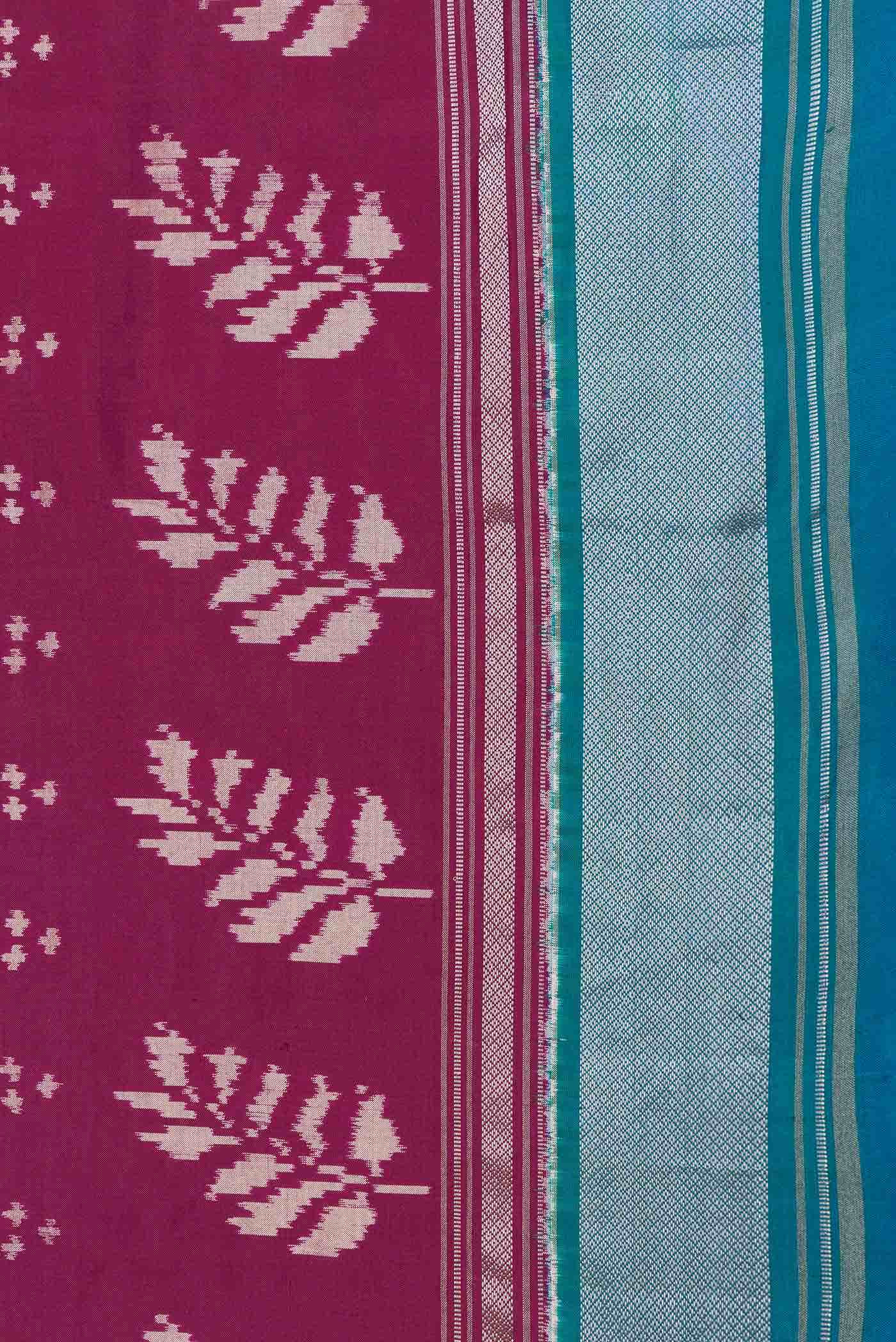 Magenta Dual Tone Double Ikat Saree - Image 5