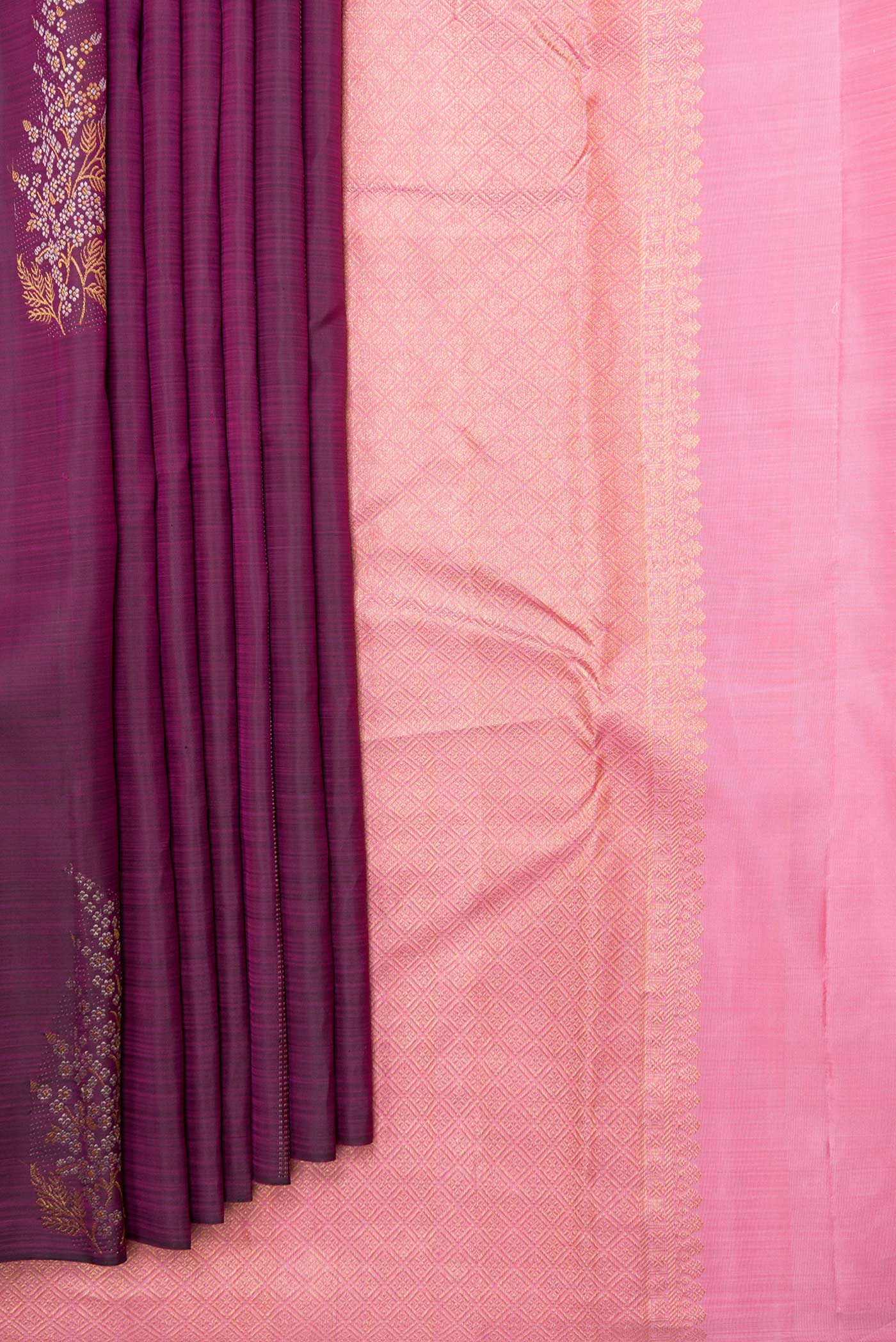 Magenta Dual Tone Kanchipuram Saree - Image 4