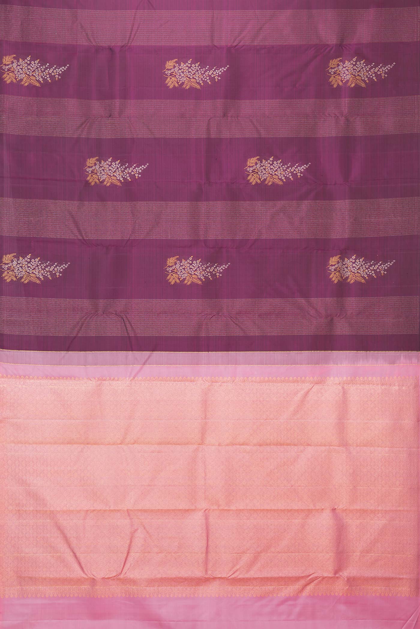 Magenta Dual Tone Kanchipuram Saree - Image 6
