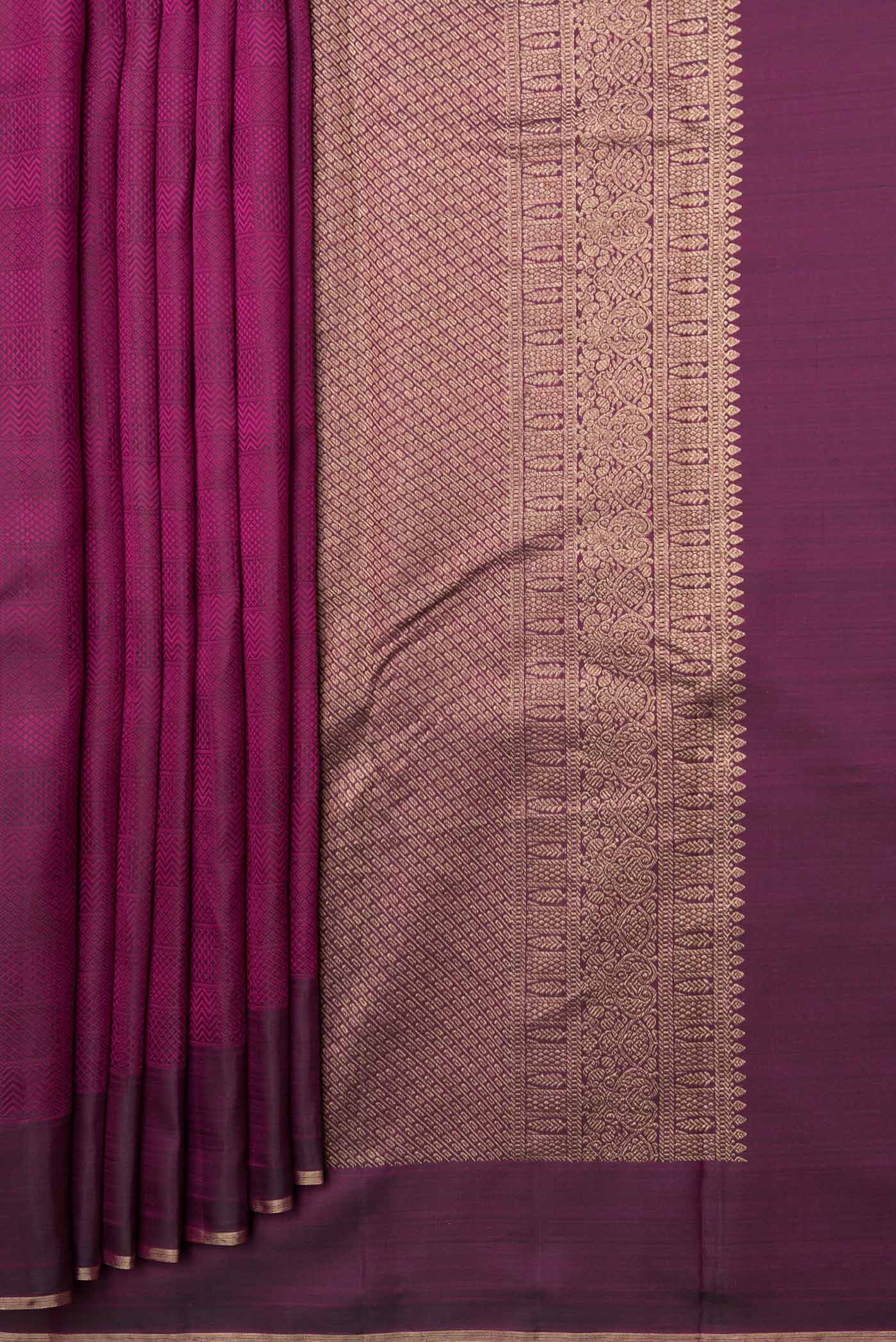 Magenta Dual Tone Kanjivaram Saree - Image 4