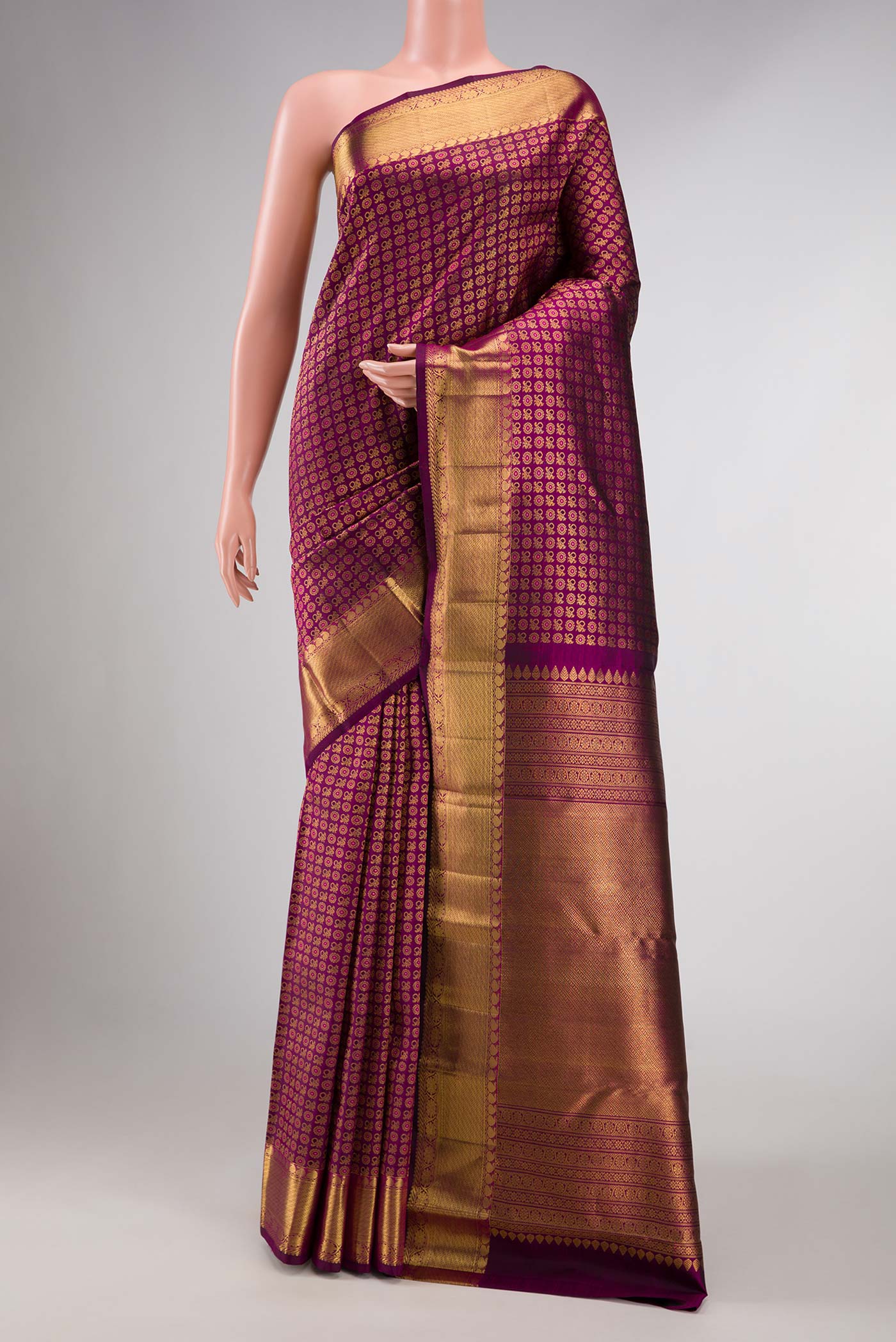 Magenta Dual Tone Kanchipuram Silk Saree