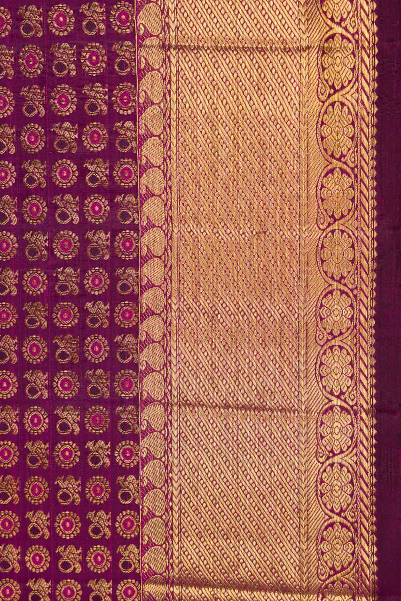 Magenta Dual Tone Kanchipuram Silk Saree - Image 3