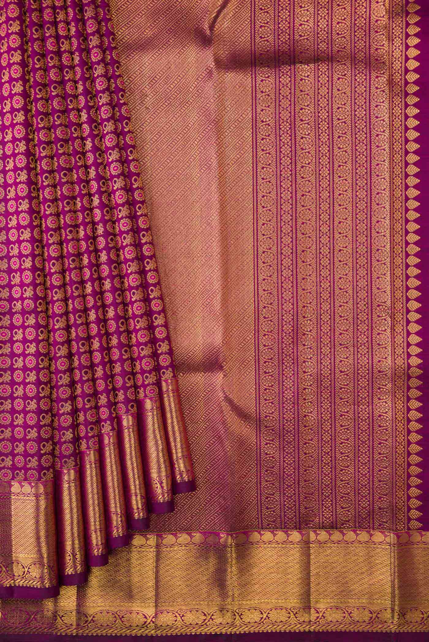 Magenta Dual Tone Kanchipuram Silk Saree - Image 4