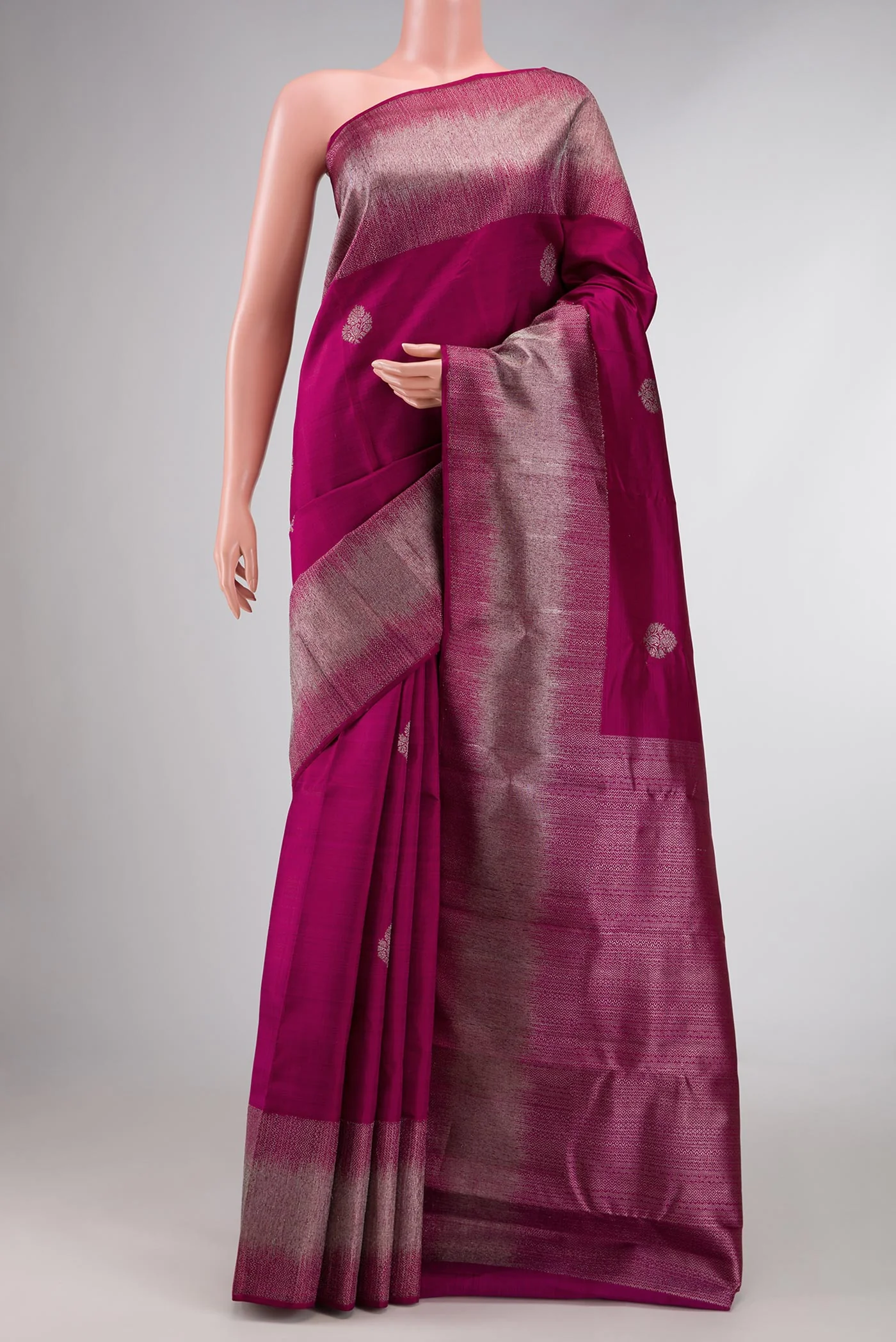 Magenta Dual Tone Kanjivaram Silk Saree