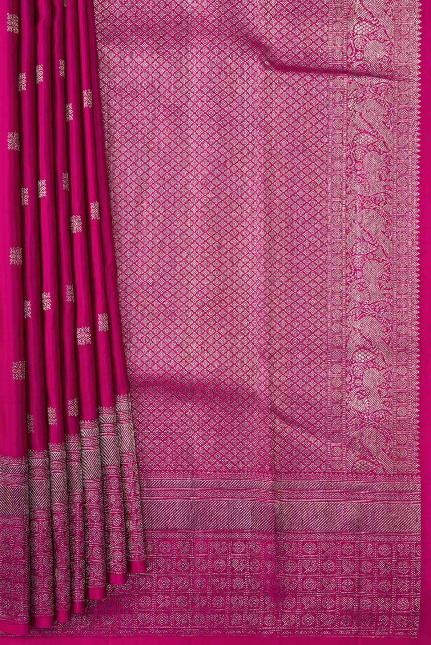 Magenta Dual Tone Kanjivaram Silk Saree - Image 4